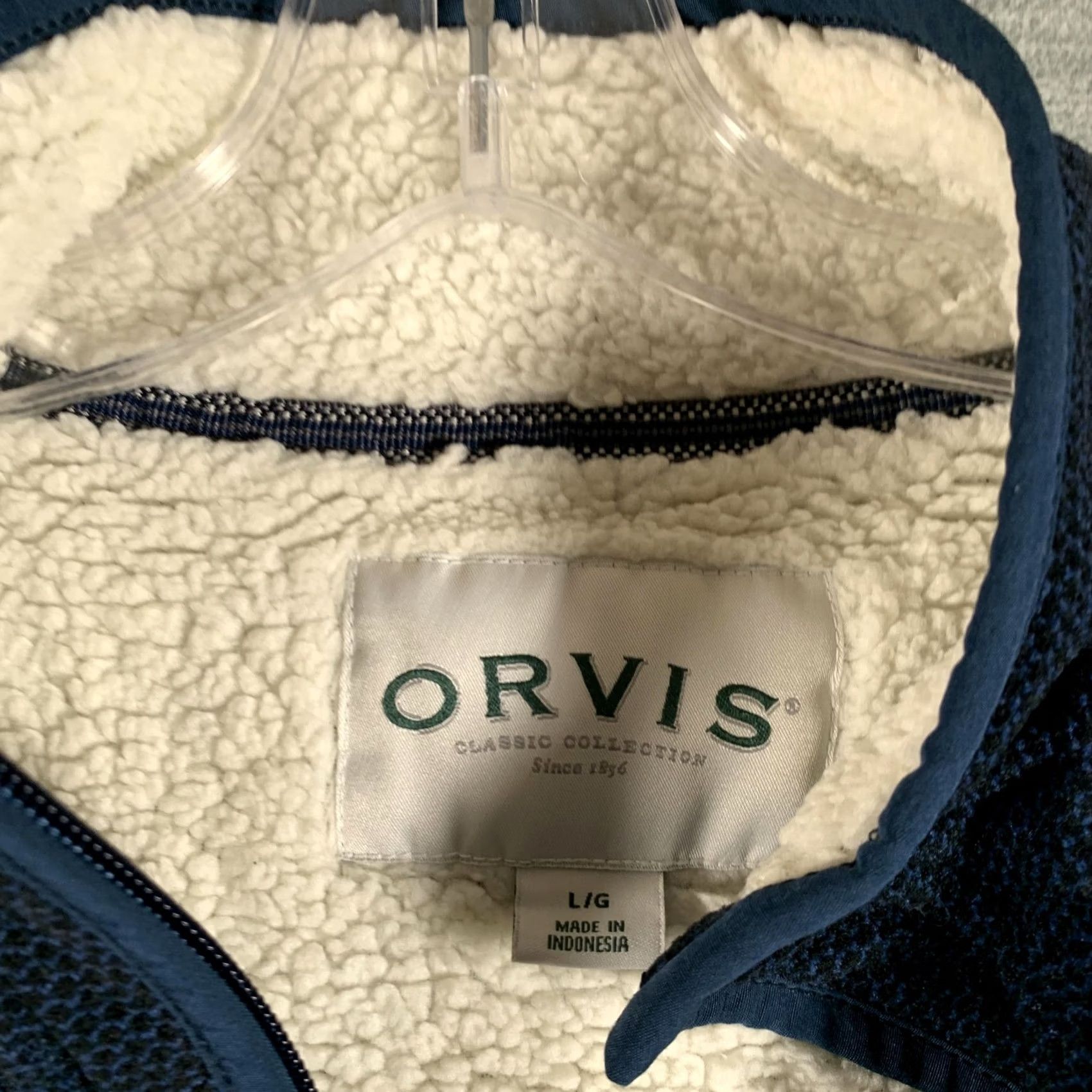 Orvis Orvis Mens Large Blue Waffle Fleece Quarter Zip Sherpa Lined Pullover Sweater Size US L / EU 52-54 / 3 - 4 Thumbnail