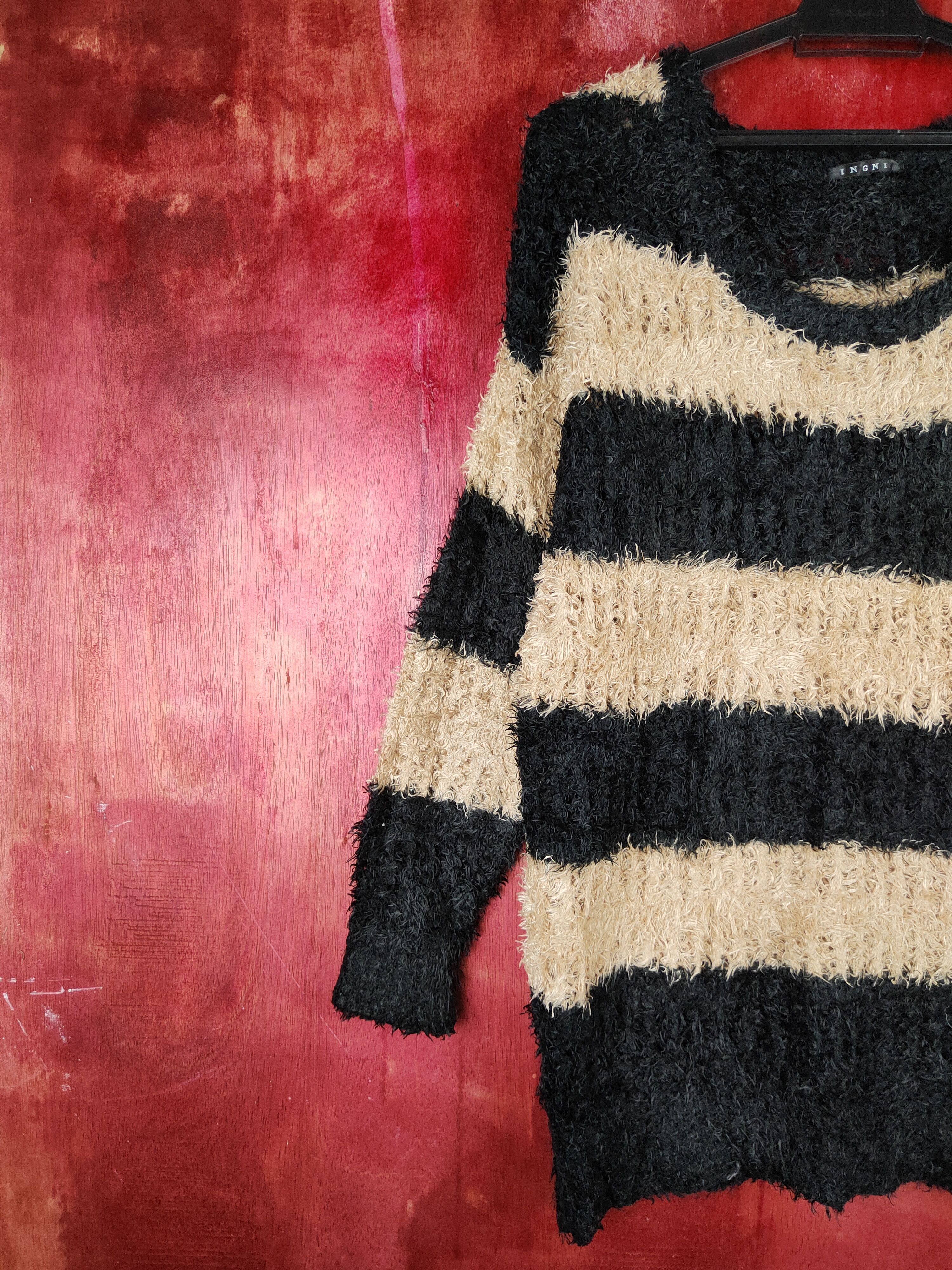 Homespun Knitwear × Japanese Brand × Solid and Striped Ingni Black Brown Shag Shaggy Fur Mohair Knitwear #S1954 Size M / US 6-8 / IT 42-44 - 3 Thumbnail