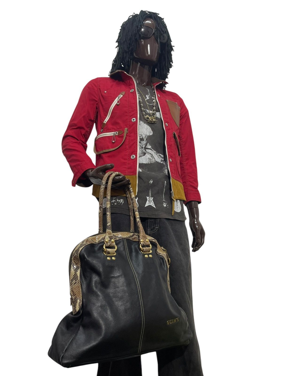 Genuine Leather Full Leather Guia’s Italy Python Tote Shoulder Bag 1🟩5 Size ONE SIZE - 4 Thumbnail