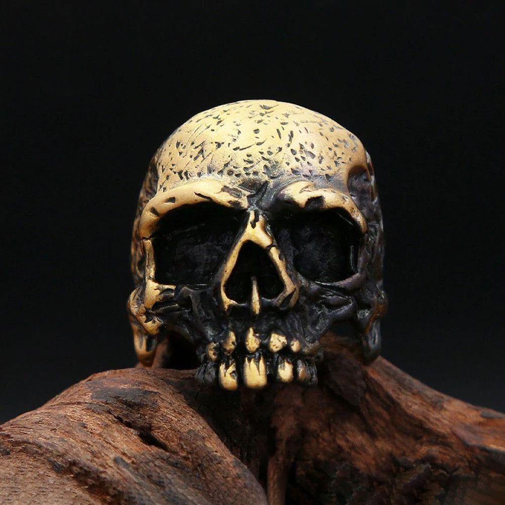 Vintage Gothic Vintage Golden Skull Ring Size ONE SIZE - 4 Thumbnail
