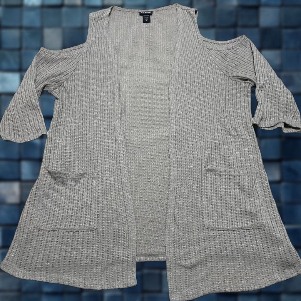 Torrid Torrid Cardigan Sweater Open Front Pockets Gray 2X Plus Womens Size 2X Knit Polyester Fall Winter Size XXL / US 16-18 / IT 52-54 - 1 Thumbnail