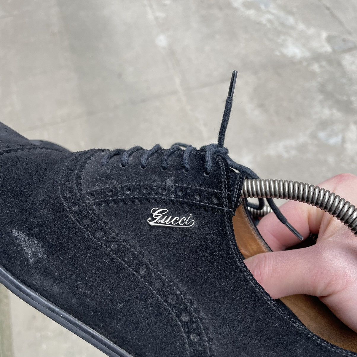 Gucci GUCCI Oxford Brogues Metal Logo Black Suede Size US 9 / EU 42 - 16 Thumbnail