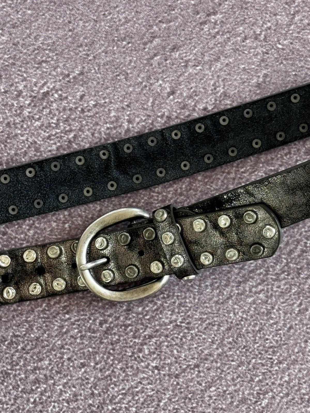 Japanese Brand Vintage Leather Studded Belt Black Metal Diesel style Size ONE SIZE - 4 Thumbnail