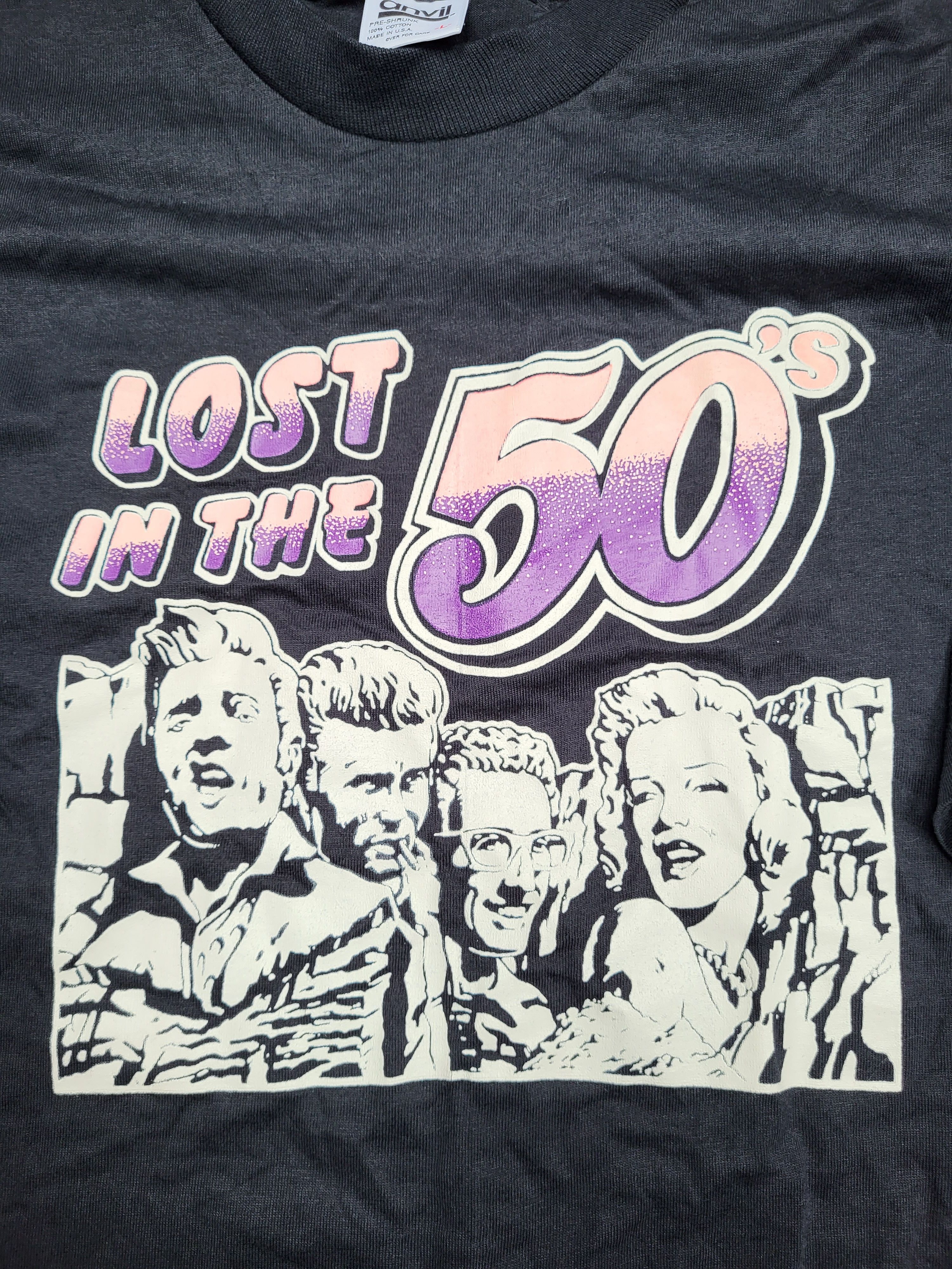 Anvil Vintage 80s / 90s t-shirt Anvil made in USA "Lost in 50s" Size US L / EU 52-54 / 3 - 3 Thumbnail