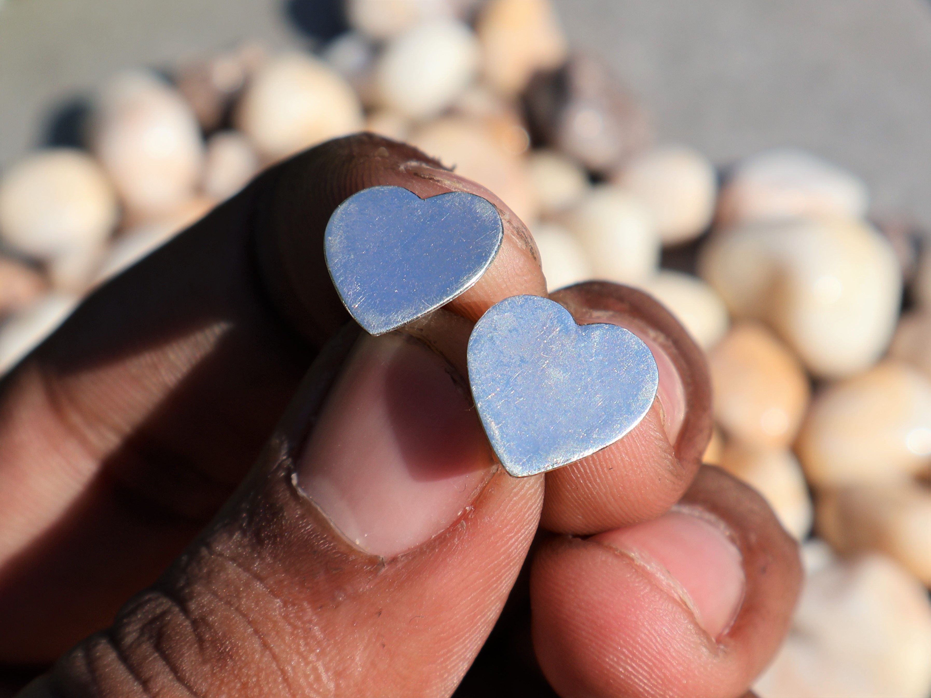 Handmade Silver Heart Shape Stud Earring, Sterling Silver Handmade, Size ONE SIZE - 3 Thumbnail