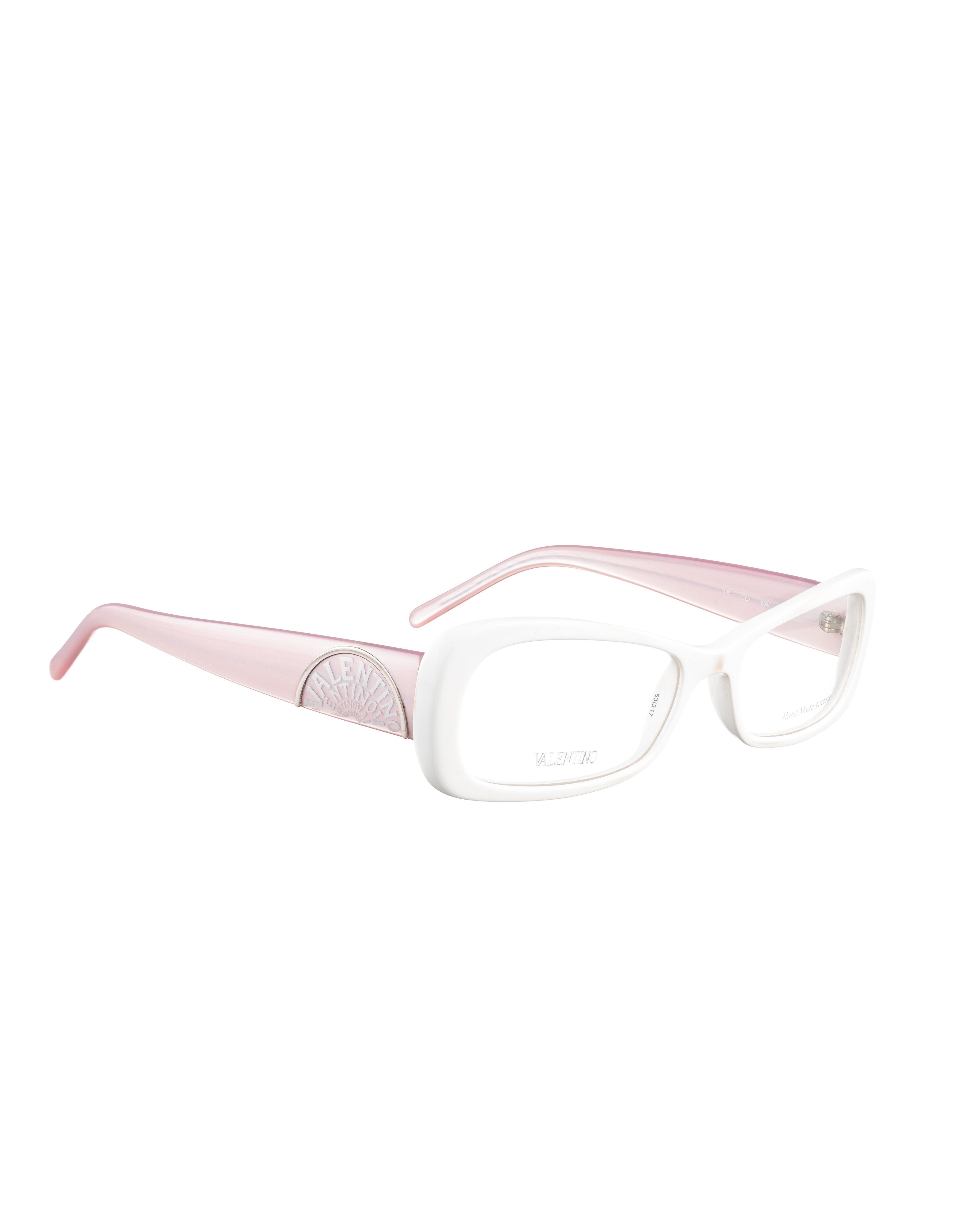 Valentino Valentino 00s Baby Pink & White Plastic Glasses Size ONE SIZE - 2 Thumbnail