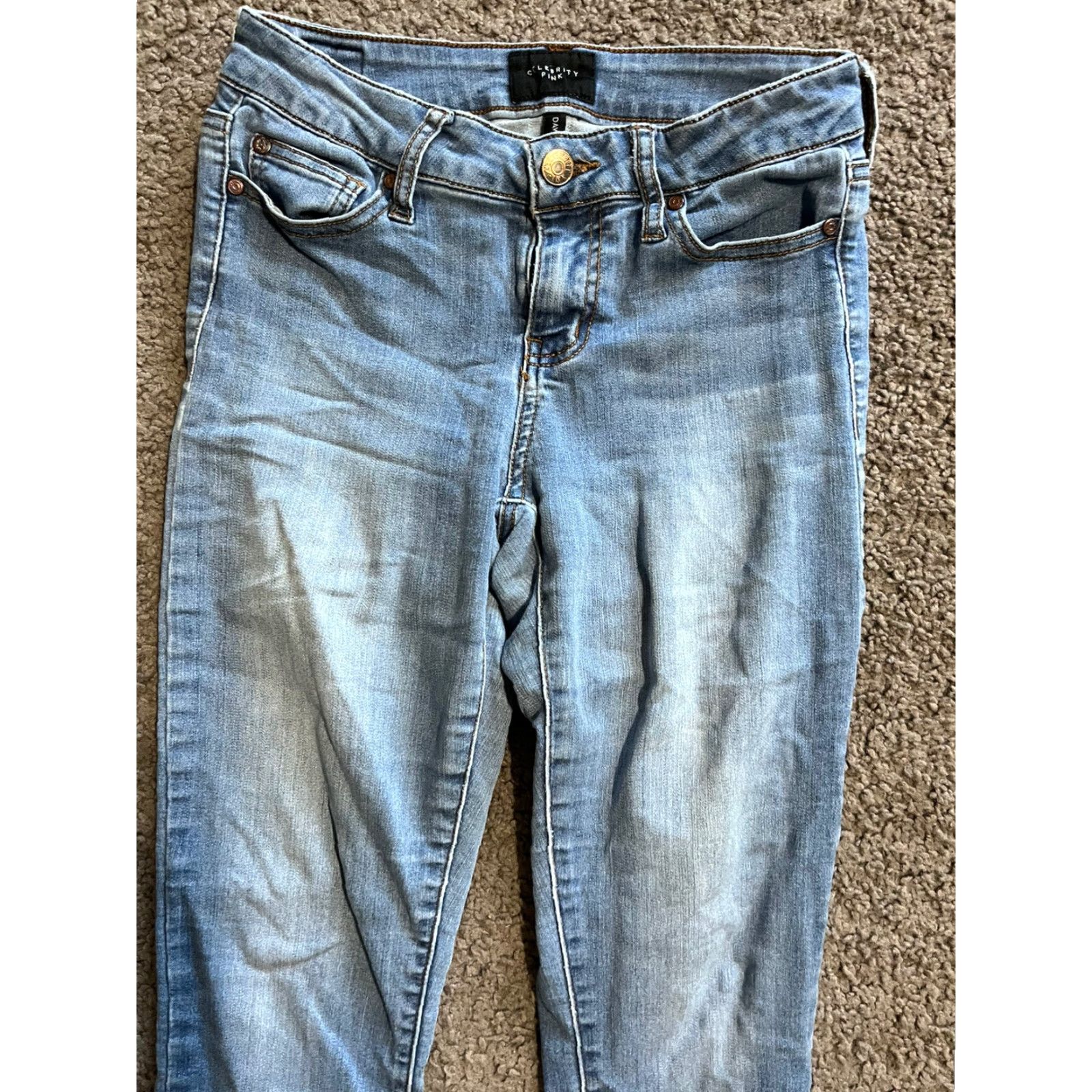 Vintage Celebrity Pink Dawson Super Skinny Jeans Juniors 1/25 Blue Low Rise Medium Wash Size 25" / US 0 / IT 36 - 2 Thumbnail