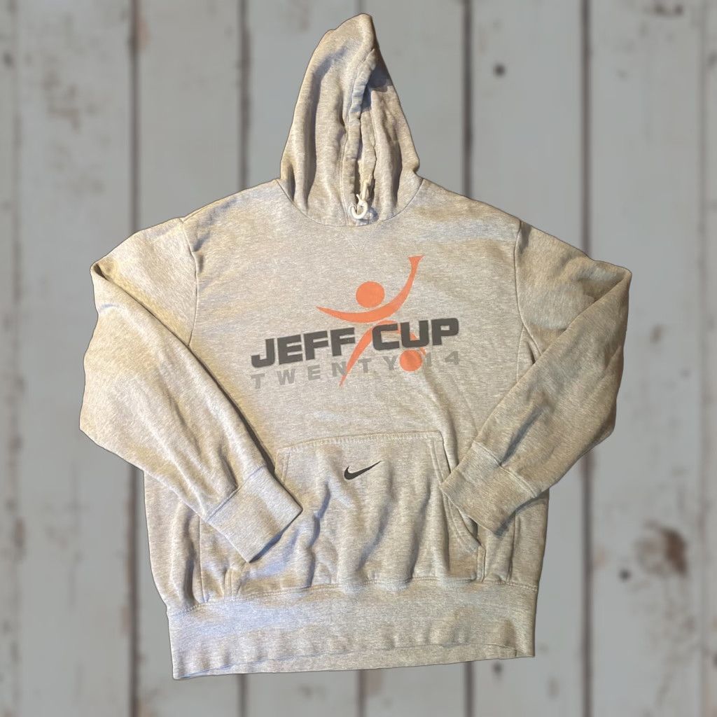 Nike Nike Mens Hoodie M Gray 2014 Jeff Cup Soccer Tournament Sweatshirt Pullover Cotton Blend Long Sleeve M Mens Womens Girls? Size US M / EU 48-50 / 2 - 1 Thumbnail