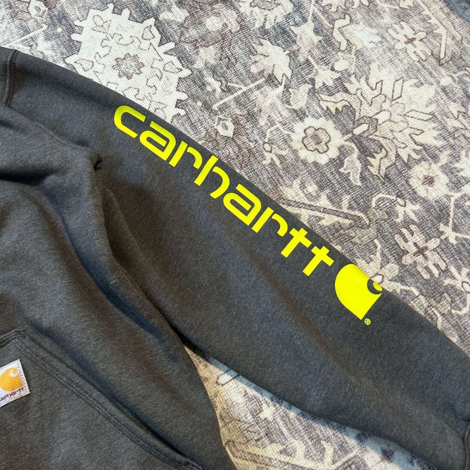 Carhartt Carhartt Hoodie Mens Size S Gray Loose Fit Neon Sleeve Logo Size US S / EU 44-46 / 1 - 4 Thumbnail