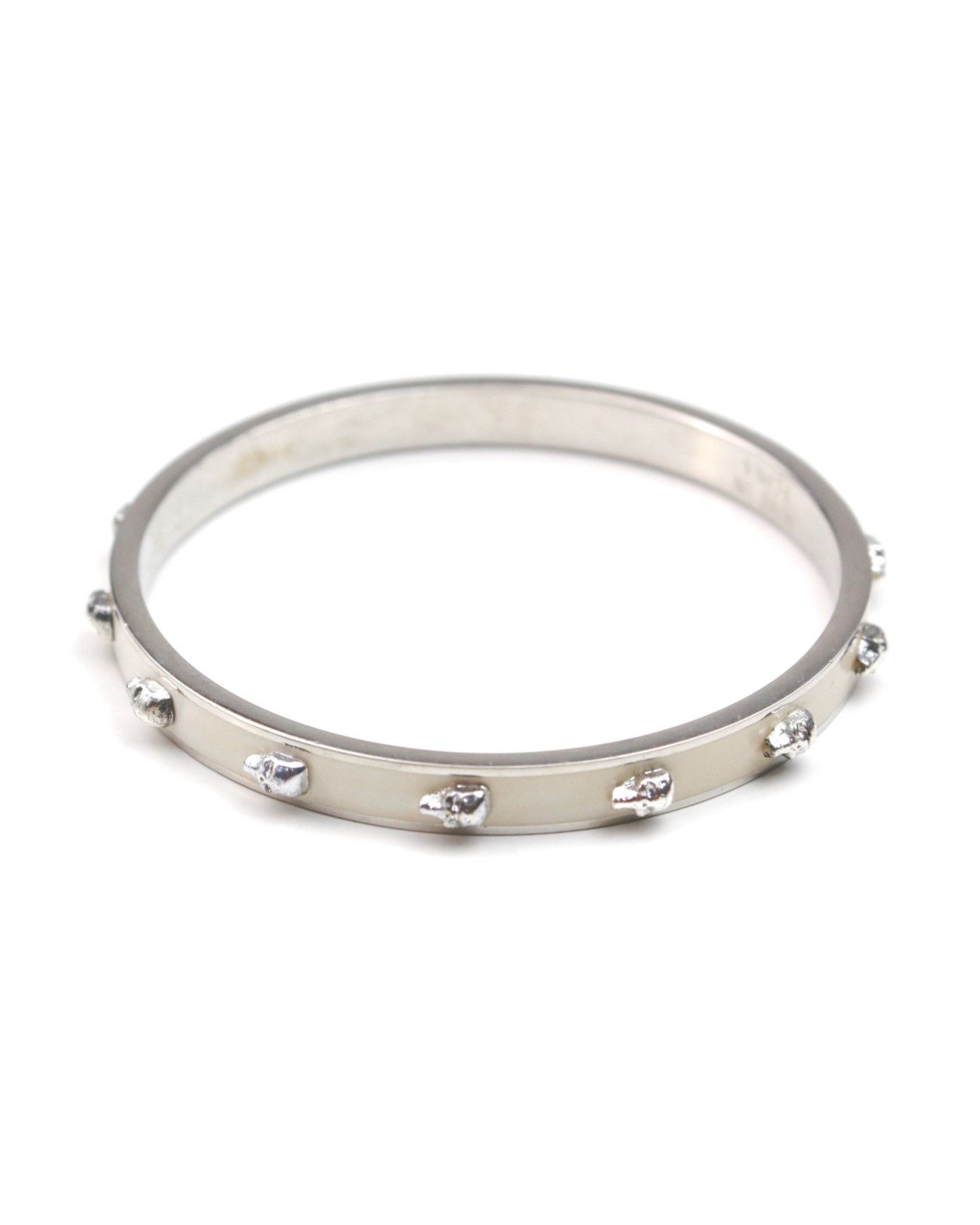 Alexander McQueen SS2012 ALEXANDER MCQUEEN IVORY ENAMEL SKULL STUD BANGLE Size ONE SIZE - 4 Thumbnail
