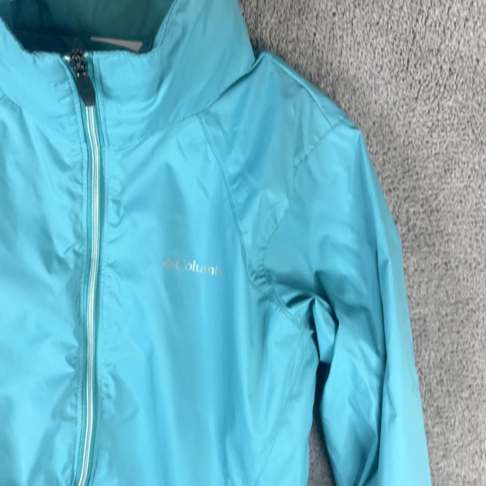 Vintage Columbia Jacket Womens Medium Blue Hooded Full Zip Lightweight Windbreaker Shell Jacket Size M / US 6-8 / IT 42-44 - 4 Thumbnail