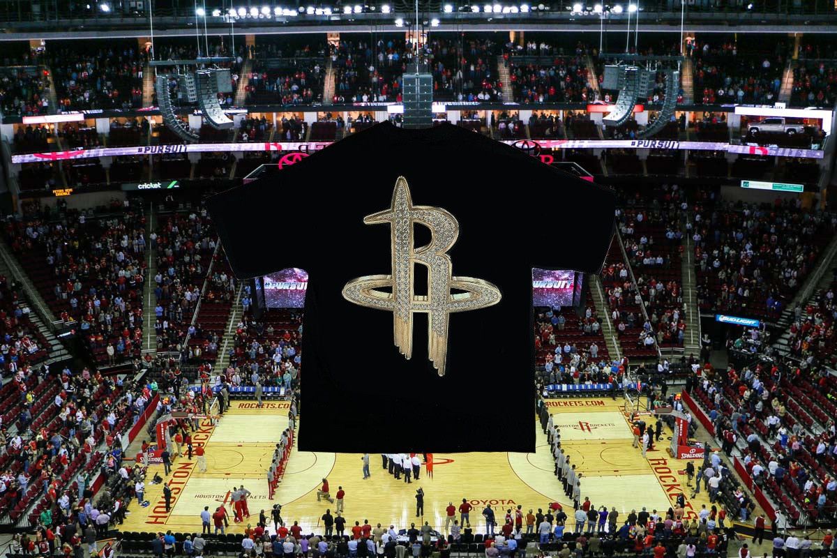 NBA × Vintage Black Houston Rockets Sengun Portrait Tee Iced out Logo Size US XL / EU 56 / 4 - 1 Thumbnail