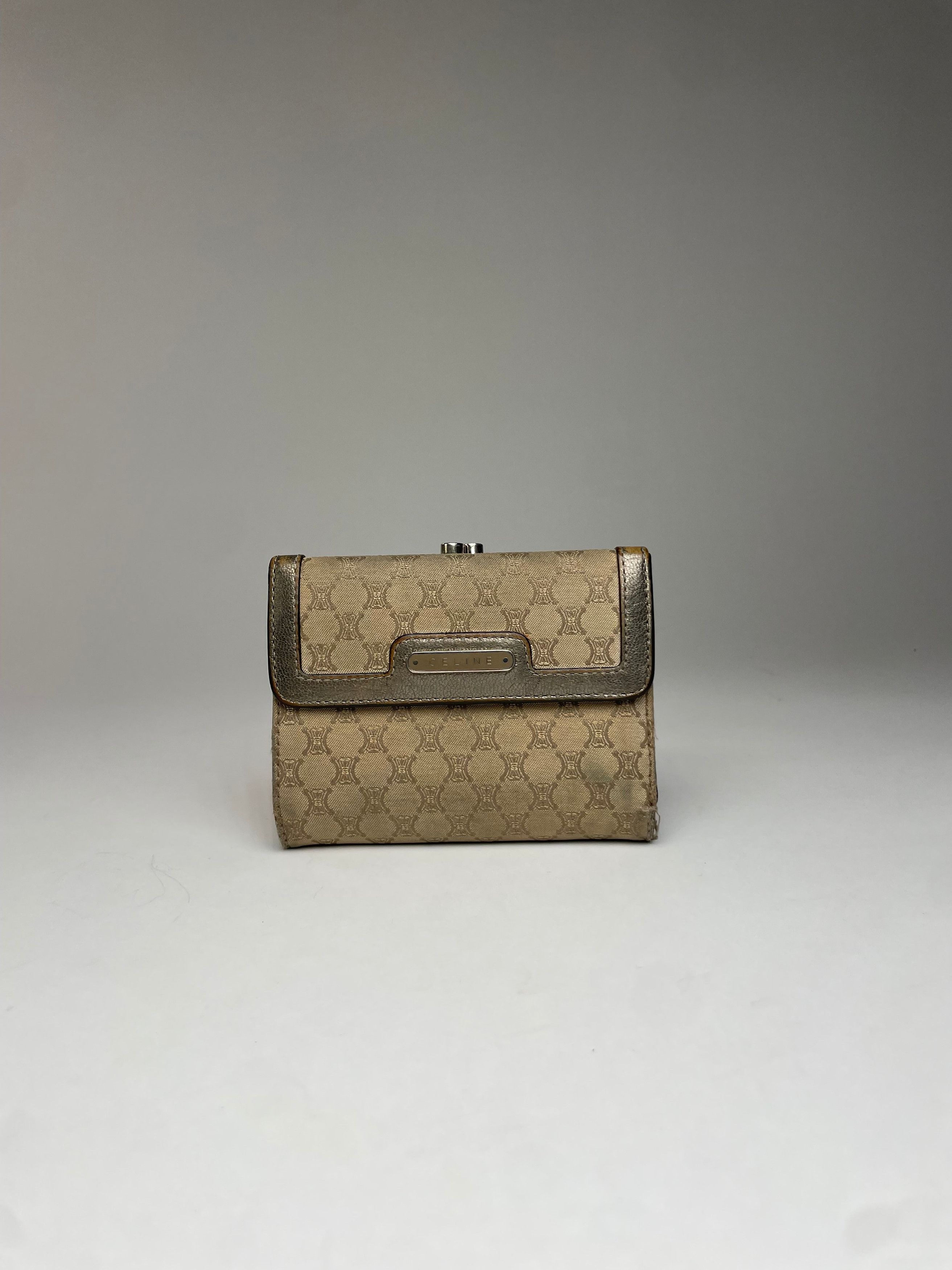 Celine Vintage Triomphe Monogram Canvas Leather Wallet Brown Bronze Size ONE SIZE - 1 Thumbnail
