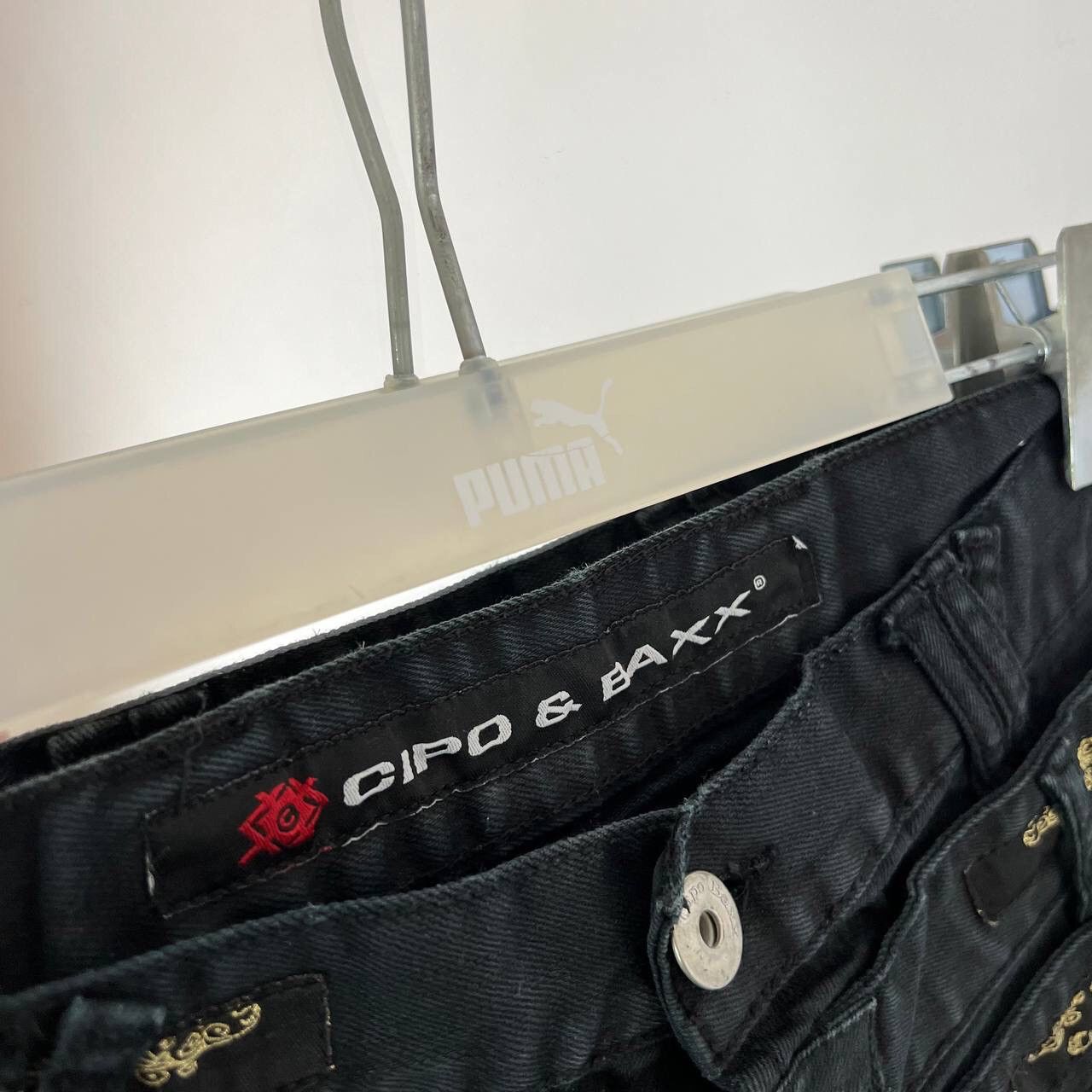 Japanese Brand Rare Pants Cipo Baxx Black Jeans Baggy Slim Rap Distressed Size US 33 - 5 Thumbnail