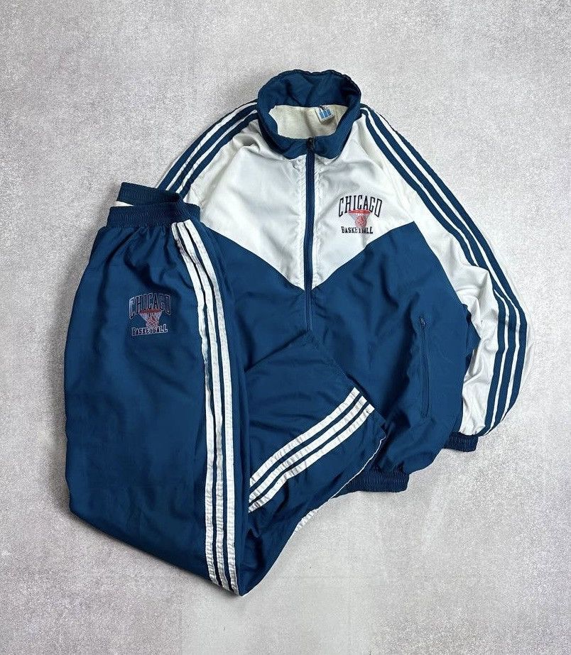 Adidas Vintage 80's Adidas Nylon Chicago Basketball Y2K Tracksuit Size US XL / EU 56 / 4 - 2 Thumbnail
