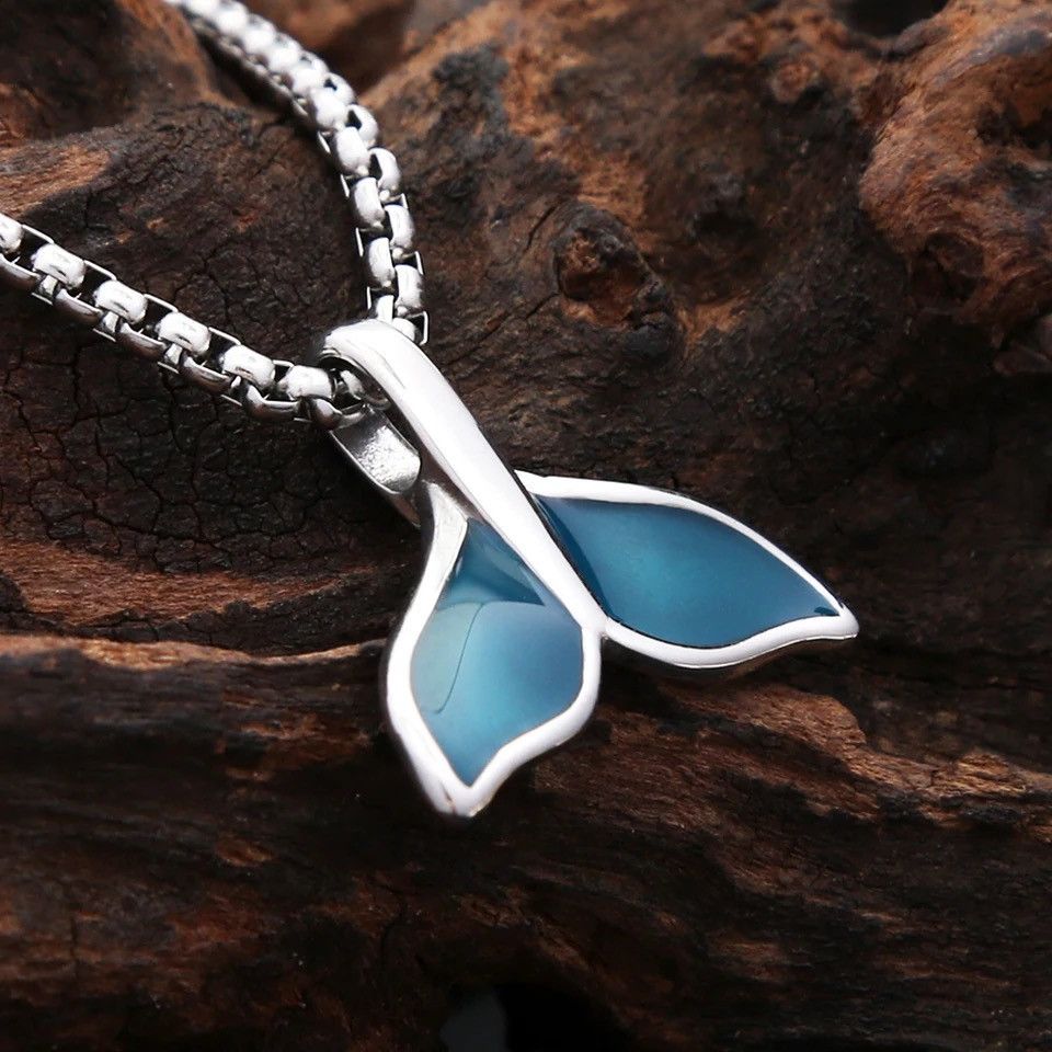 Jewelry Blue Whale Fish Tail Pendant Necklace Size ONE SIZE - 1 Thumbnail