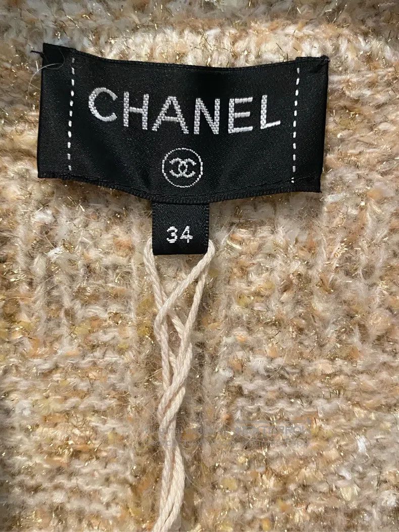 Chanel Chanel 20A gold glitter knitted jacket with belt Size XXS / US 00 / IT 34 - 2 Thumbnail