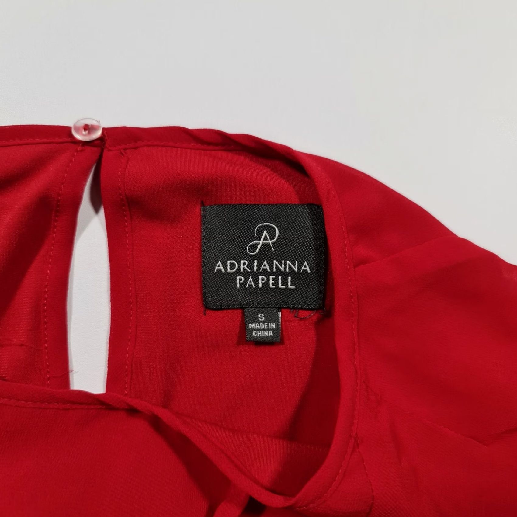 Adrianna Papell Adrianna Papell Dress Womens Red Small Short Sleeves Round Neck Short Length A-Line Party Cocktail Wedding Dry Clean Only Size 28" / US 6 / IT 42 - 4 Thumbnail