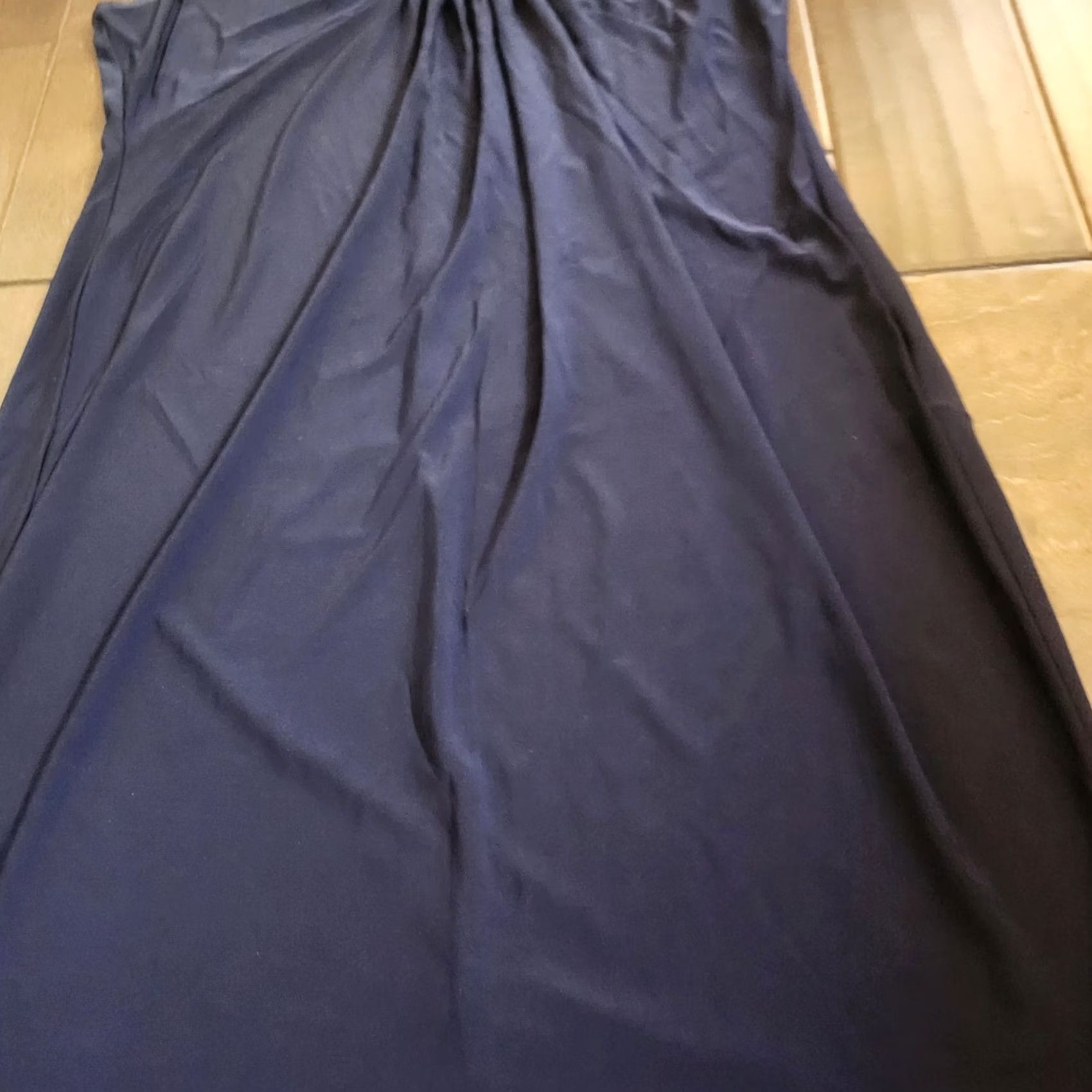 Vintage Jonathan Martin Women's Navy Blue Sleeveless Maxi Dress Size 14 - Long Polyester Spandex Size XL / US 12-14 / IT 48-50 - 6 Thumbnail