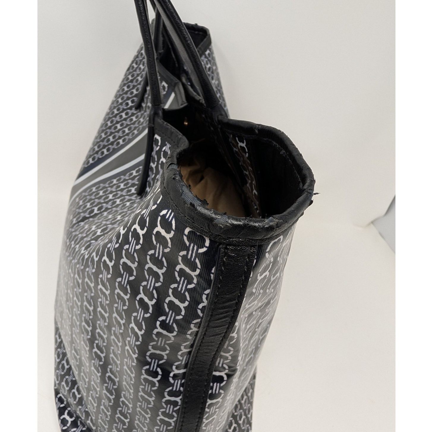 Tory Burch Tory Burch Gemini Link Tote Black Logo Print Coated Canvas Size ONE SIZE - 12 Thumbnail
