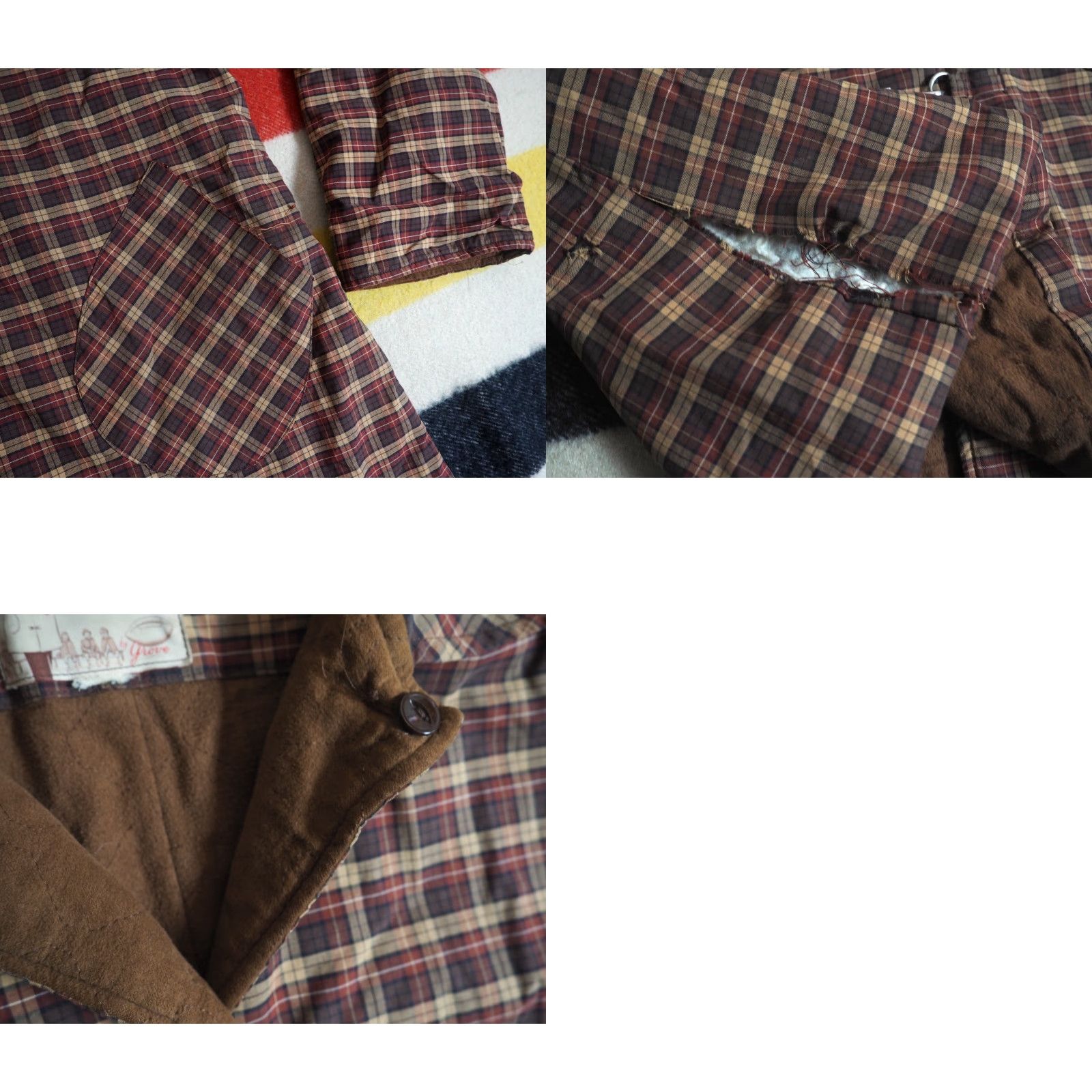 Vintage VTG Grove Thermo Jac Sideliner Brown Plaid Fireman Clasp Jacket Coat Mens L Size US L / EU 52-54 / 3 - 8 Thumbnail