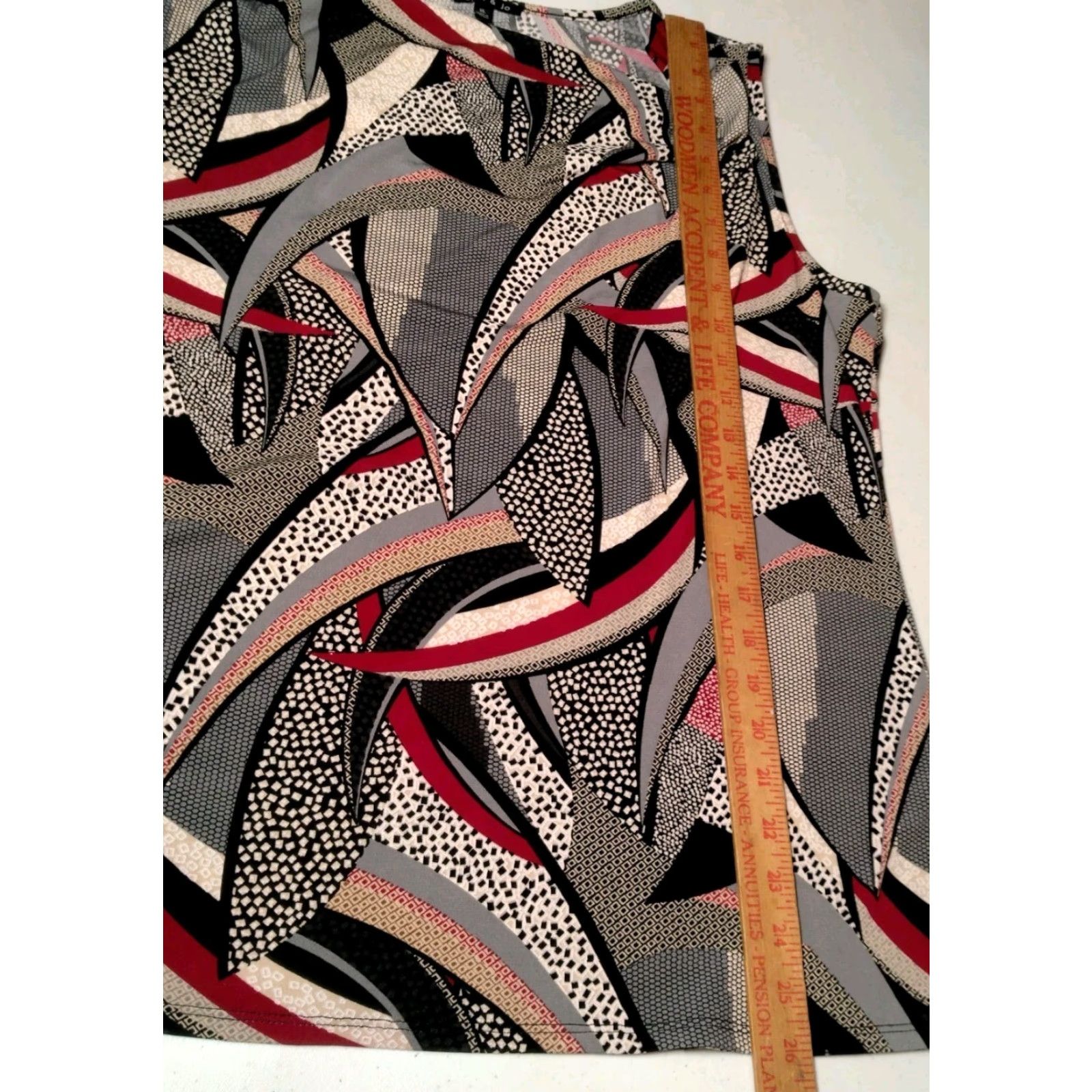 Vintage Vintage Sami & Jo Shirt XL Sleeveless Cowl Neck Geometric Abstract Artsy Textured Print Stained Glass Look Y2K Size XL / US 12-14 / IT 48-50 - 6 Thumbnail