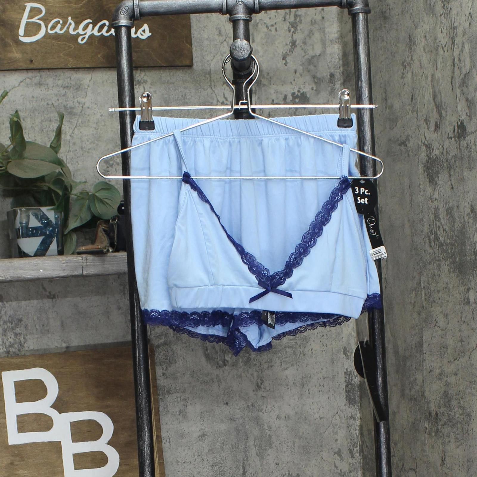 Other New Star Dust Knit Bralette Shorts Pajama Set Light Blue M Size ONE SIZE - 1 Thumbnail