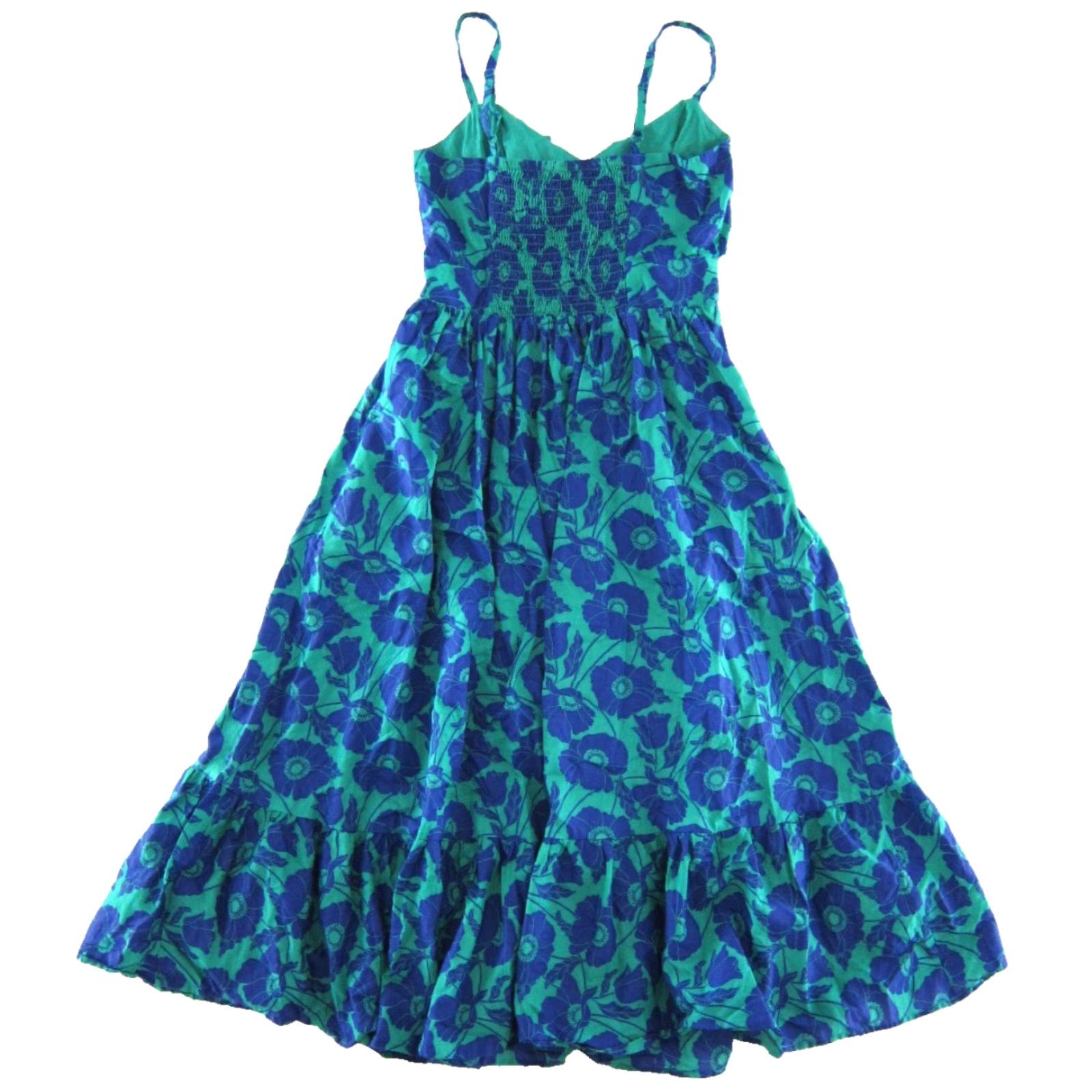 Boden Boden 100% Cotton Blue Green Floral Pocket Summer Midi Tank Sun Dress Women 2R Size XS / US 0-2 / IT 36-38 - 2 Thumbnail
