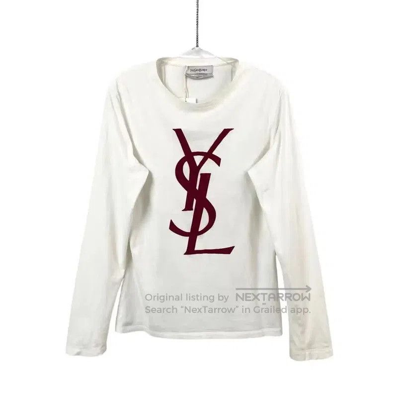 Yves Saint Laurent YSL White Long Sleeve Cotton Sweatshirt . Size M / US 6-8 / IT 42-44 - 1 Thumbnail
