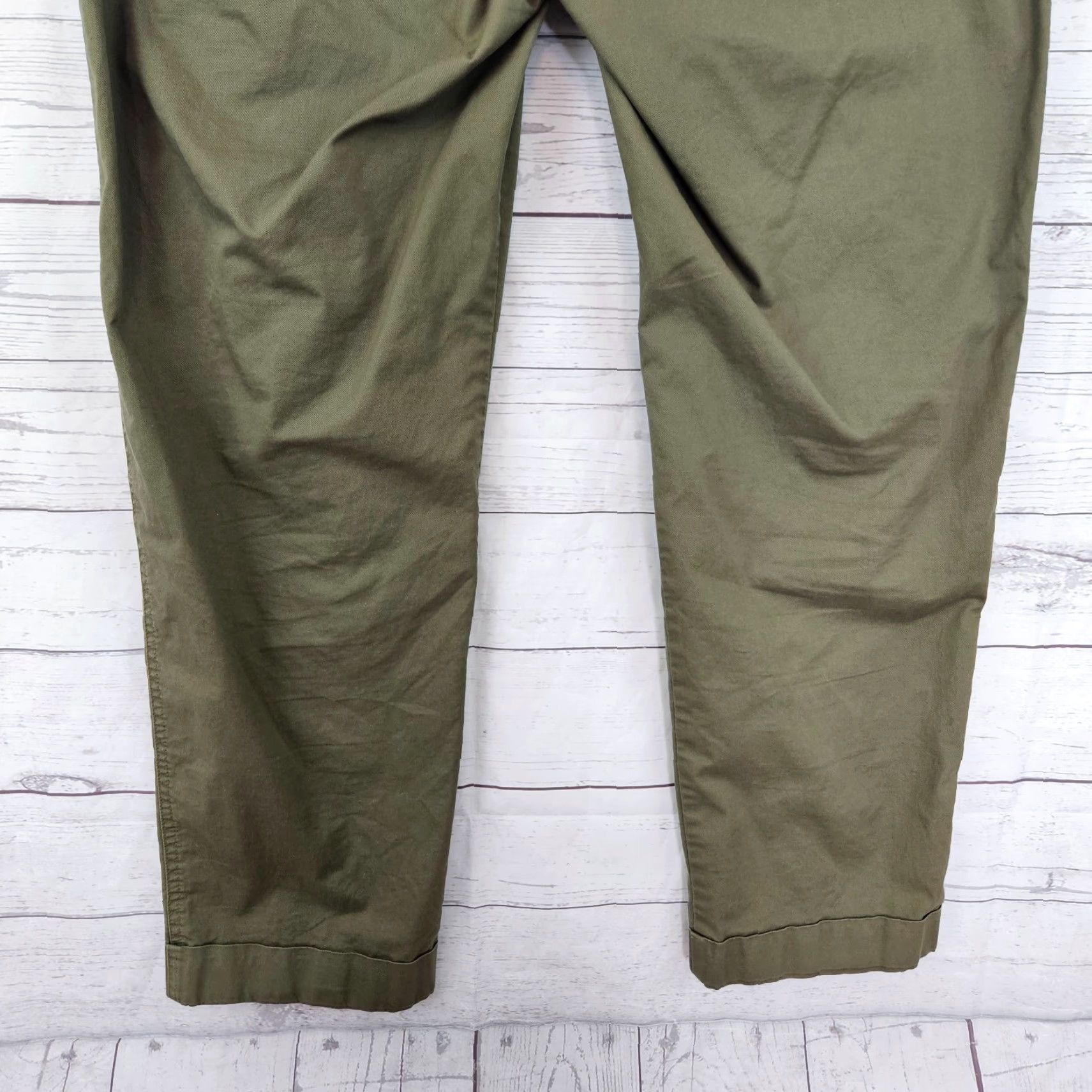 Vintage Chicos Womens Pants Sz 14T Green High Rise Cuffed Cotton Blend Belt Chino Pants Womens Tall 14 Green Size 36" / US 14 / IT 50 - 5 Thumbnail