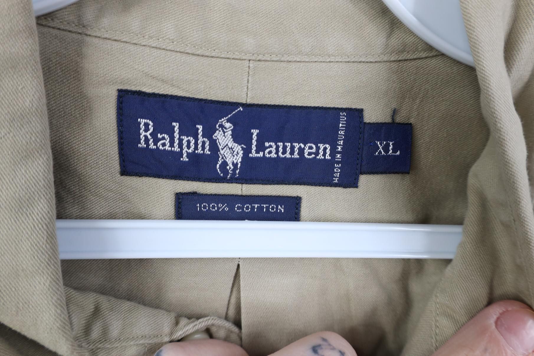 Polo Ralph Lauren Vintage 90s Ralph Lauren Button Down Shirt Beige Cotton Size US XL / EU 56 / 4 - 6 Thumbnail