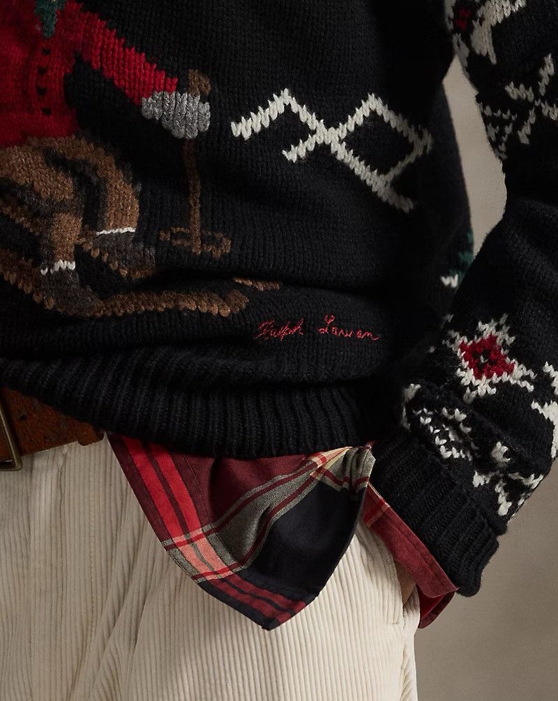 Polo Ralph Lauren Polo Ralph Lauren Wool Skier-Graphic Sweater Black Combo RL Size US L / EU 52-54 / 3 - 6 Thumbnail