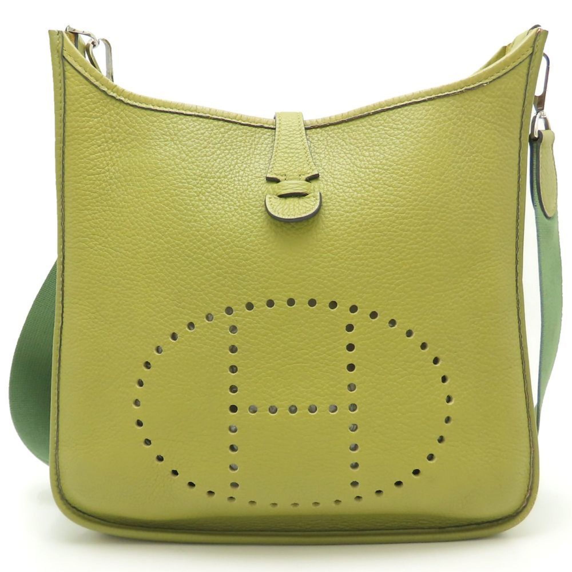 HERMES Evelyn 2 PM Shoulder Bag Evelyn H Stamp 2004 Taurillon Clemence Chartreuse Green 352627
