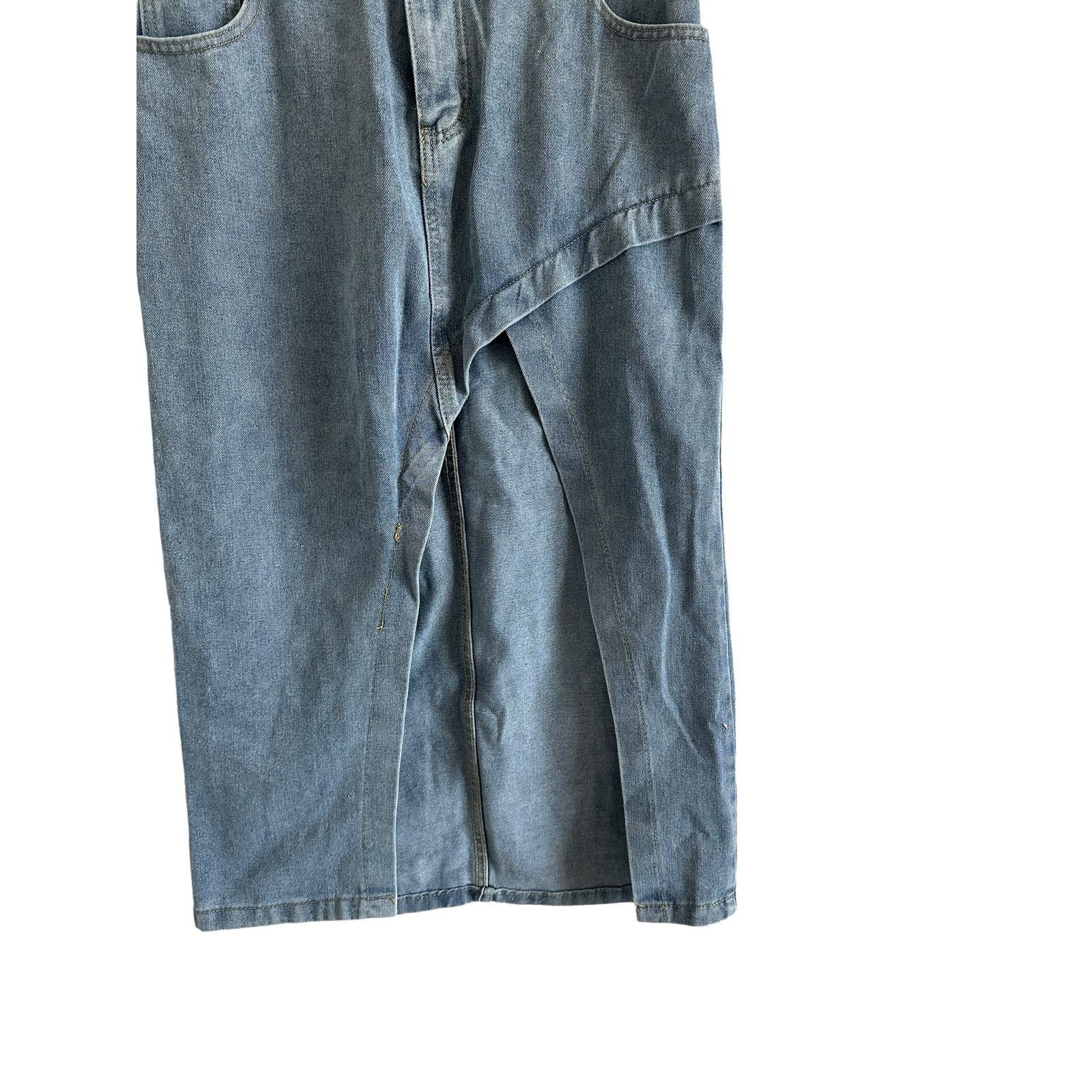Other Light Blue Wash Slit Denim Pocket Cotton Blend Midi Skirt Size 30" / US 8 / IT 44 - 2 Thumbnail