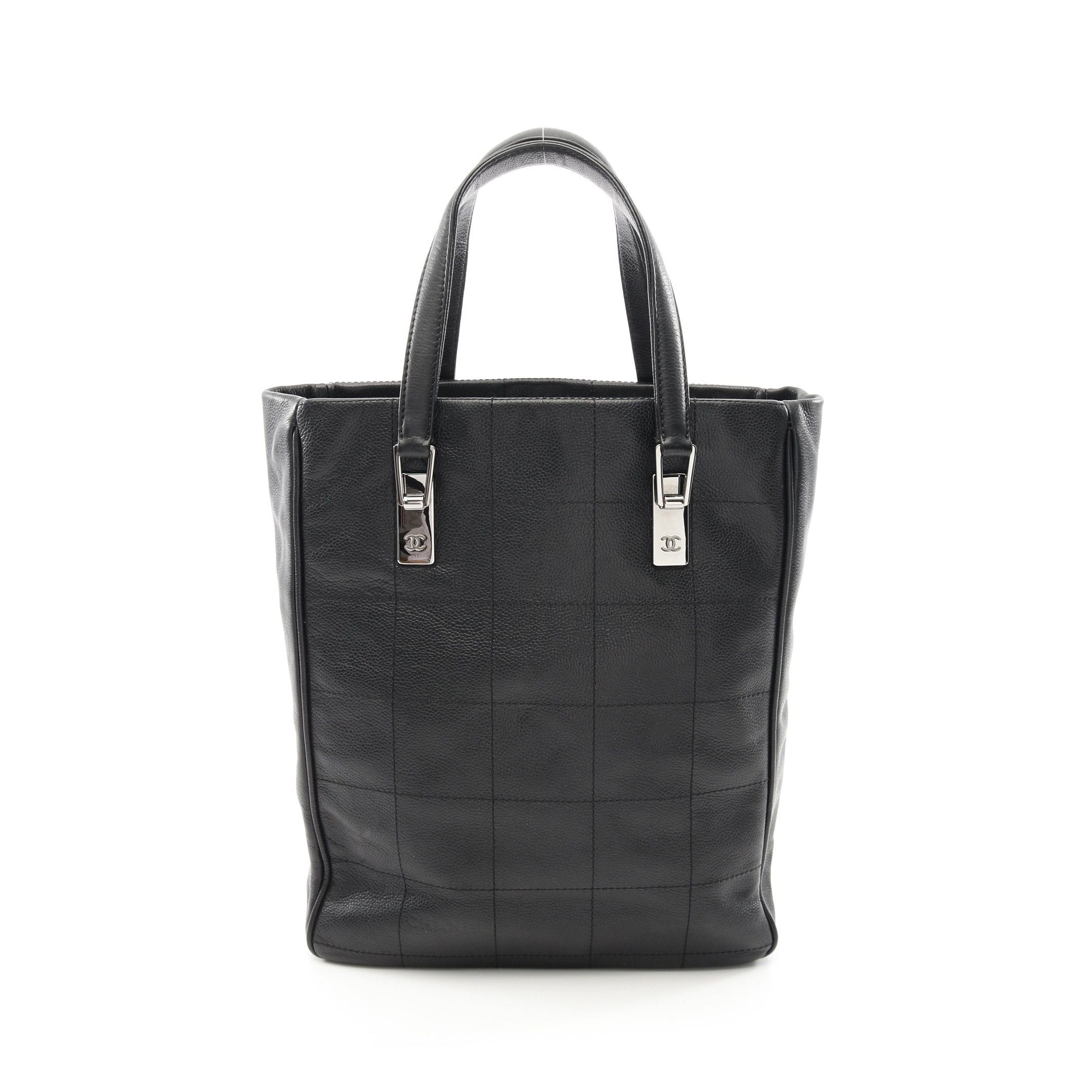 Chanel Chanel Chocolate Bar Handbag Tote Bag Caviar Skin Black Silver Hardware Size ONE SIZE - 1 Thumbnail