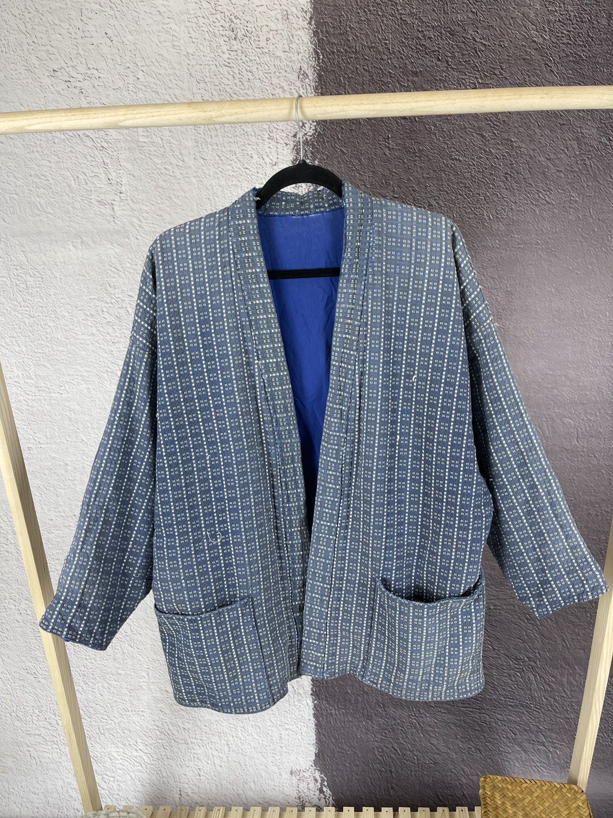 image of Anastasia By François Viannay Vintage 80's Workwear Jacket in Blue, Men's (Size Small)