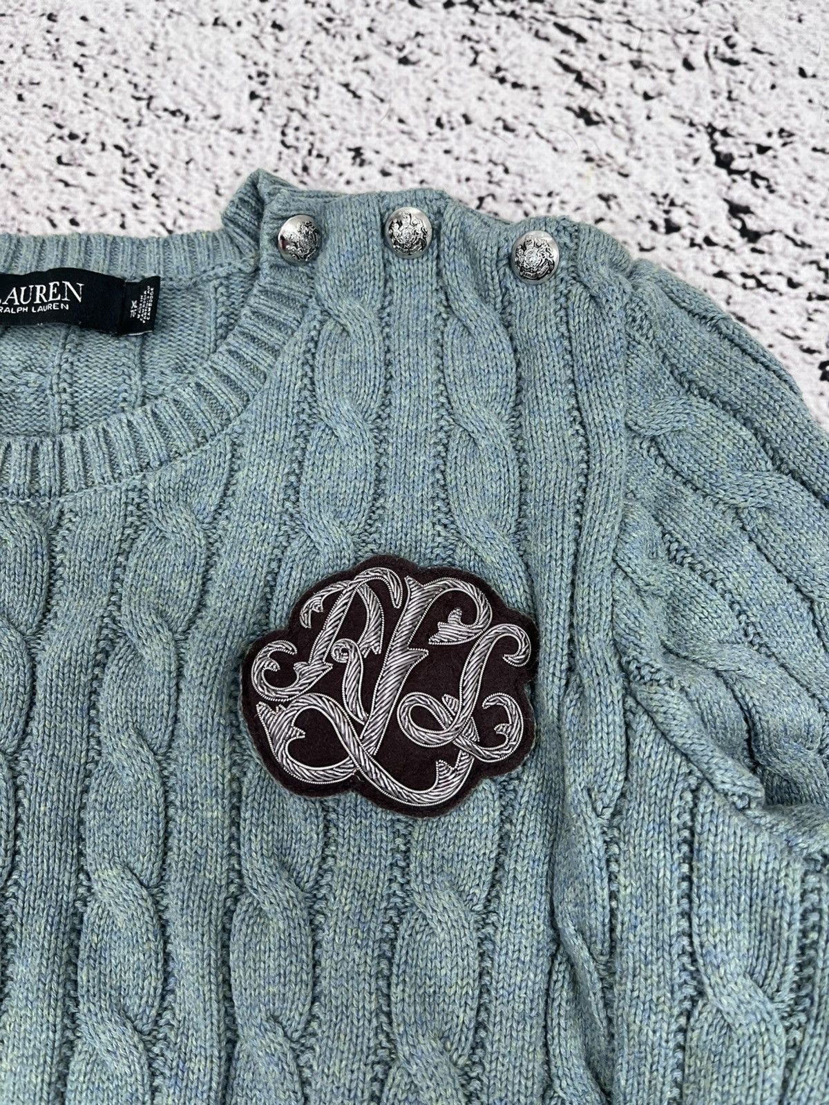 Ralph Lauren Black Label Vintage Y2K Ralph Lauren Black Tag Cable Knit Logo Sweater Size XL / US 12-14 / IT 48-50 - 7 Thumbnail