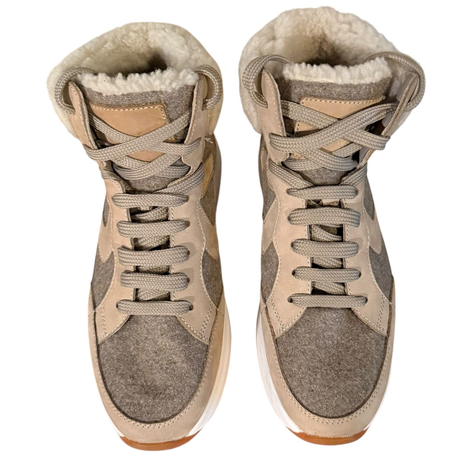 Other Voile Blanche Maran High Top Shearling Sneaker Beige Size 36 Size US 5.5 / IT 35.5 - 8 Thumbnail