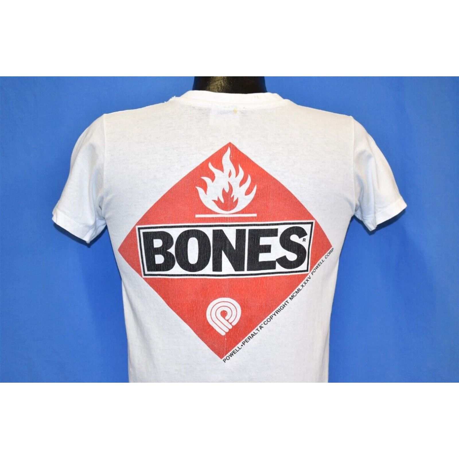 image of Vintage 80's Bones Brigade Powell Peralta Skate Skateboard 1985 T-Shirt Small S in White, Men's