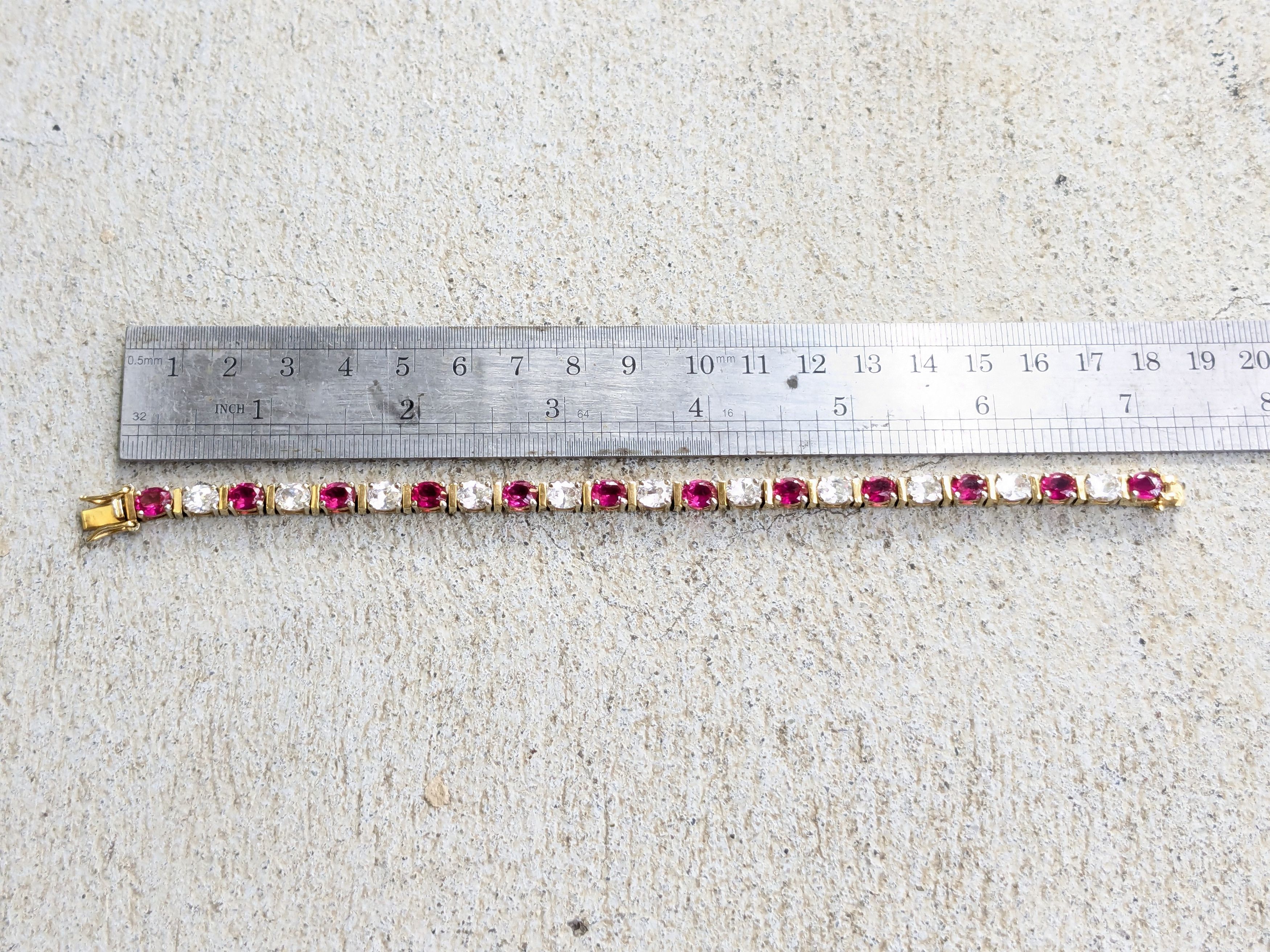 Sterling Silver Sterling Silver Tennis Bracelet Ruby CZ 7.25 Gold Vermeil Size ONE SIZE - 13 Thumbnail