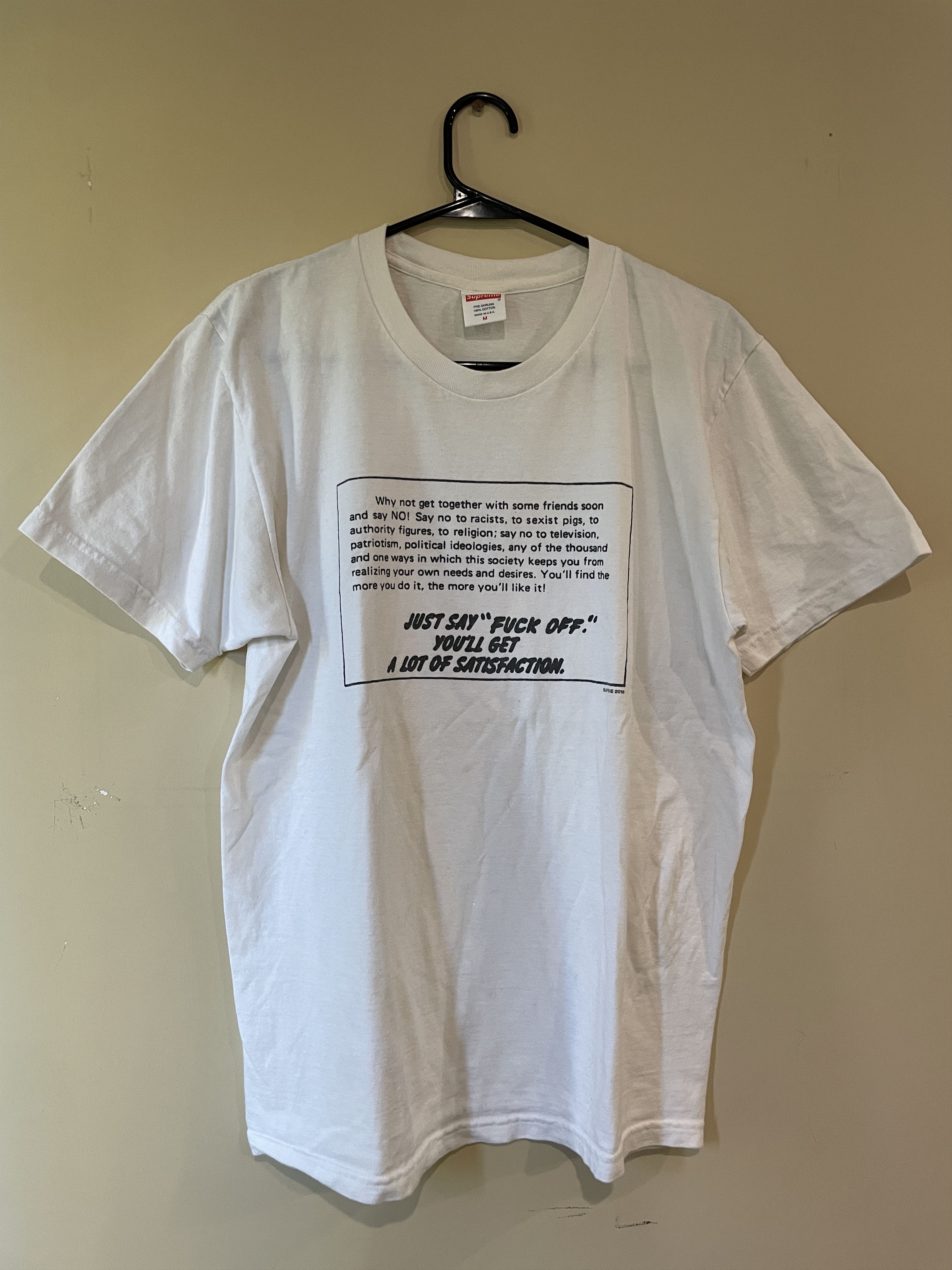 Supreme "JUST SAY FUCK OFF" Tee (SS16) Size US M / EU 48-50 / 2 - 1 Thumbnail
