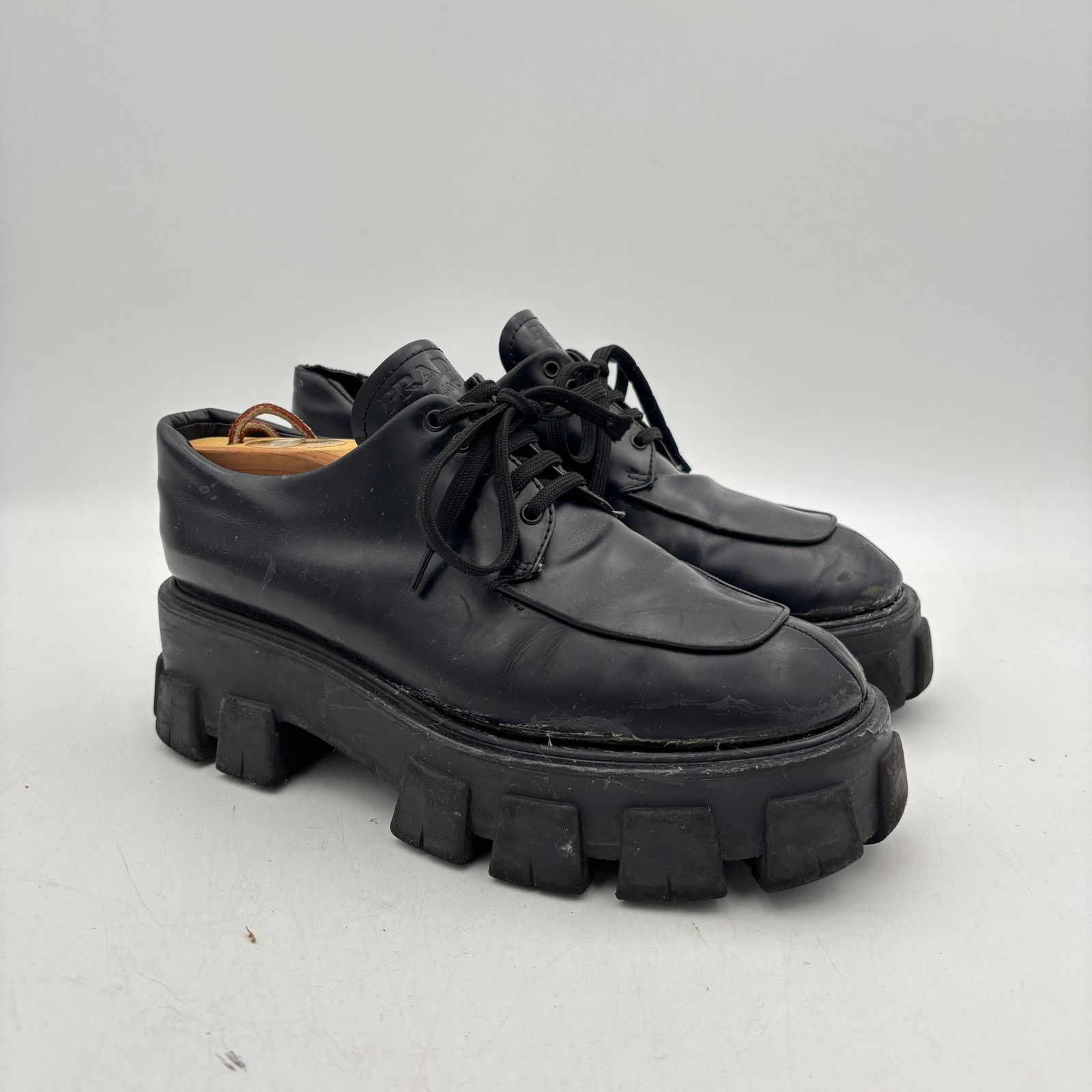 Prada Prada Monolith Brushed Leather Thick Sole Shoes Mens 41 US 8 Size US 8 / EU 41 - 1 Thumbnail