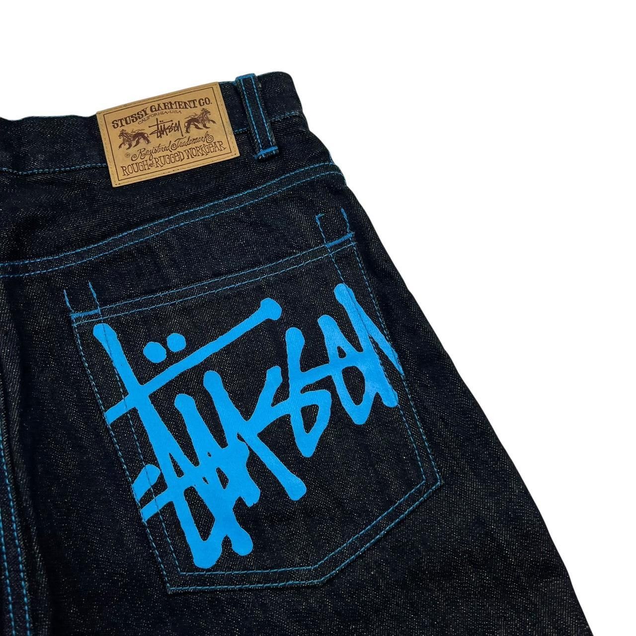 Stussy Vintage 2000s Stussy Spellout Denim Shorts / Jorts Waist 32 Size US 32 / EU 48 - 3 Thumbnail