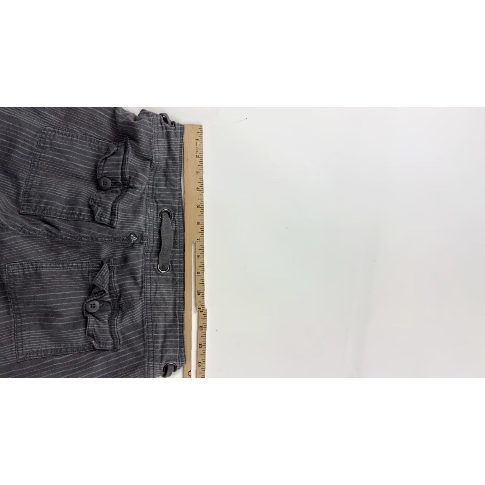 Prana prAna Pants Womens 0 Gray White Striped Drawstring Jogger Casual Cuffed Cotton Size 25" / US 0 / IT 36 - 7 Thumbnail