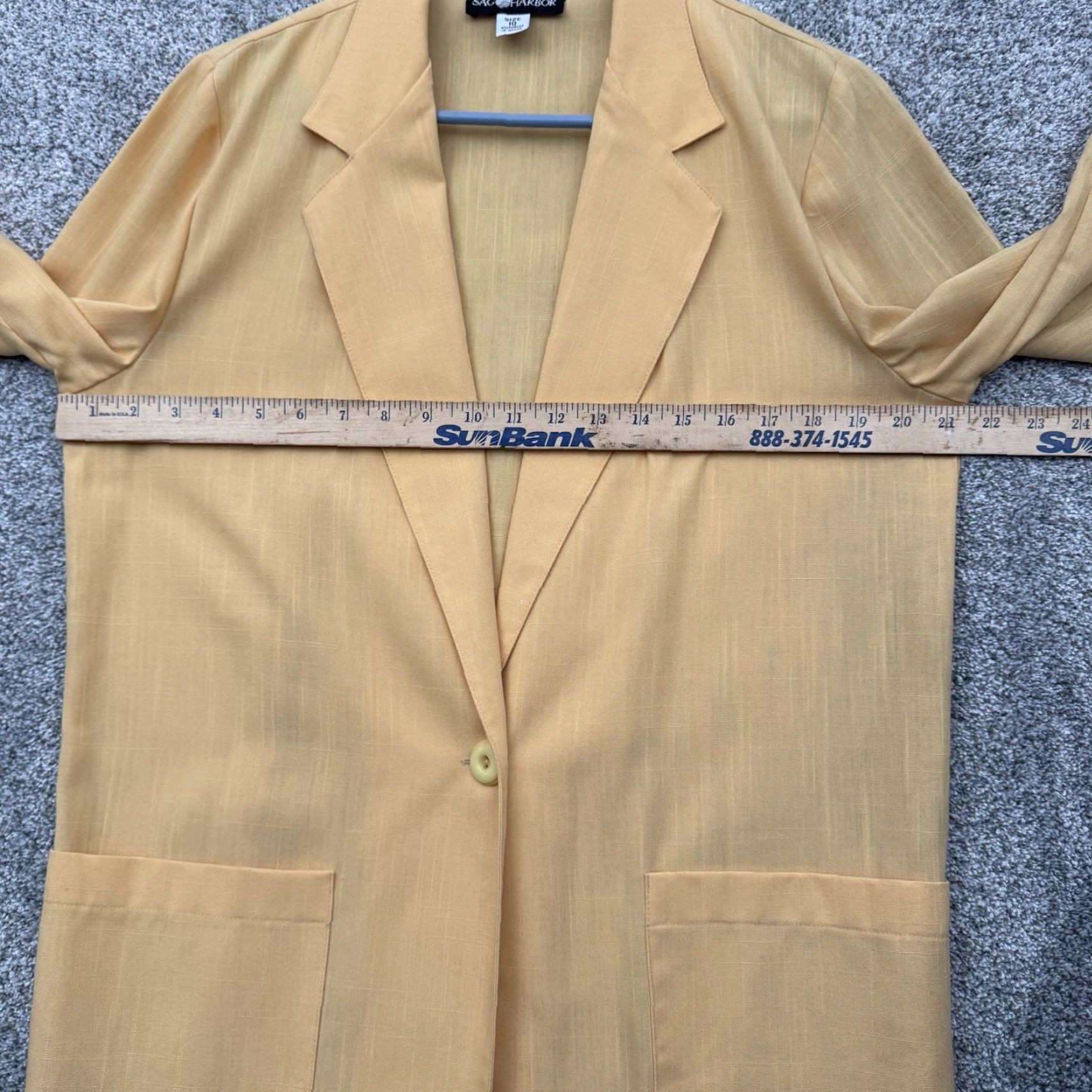 Vintage Sag Harbor Blazer Women Size 10 Vintage 90s Y2k Office Preppy Lightweight Jacket Notch Lapel Solid Yellow Midwest? (No) Size L / US 10 / IT 46 - 4 Thumbnail