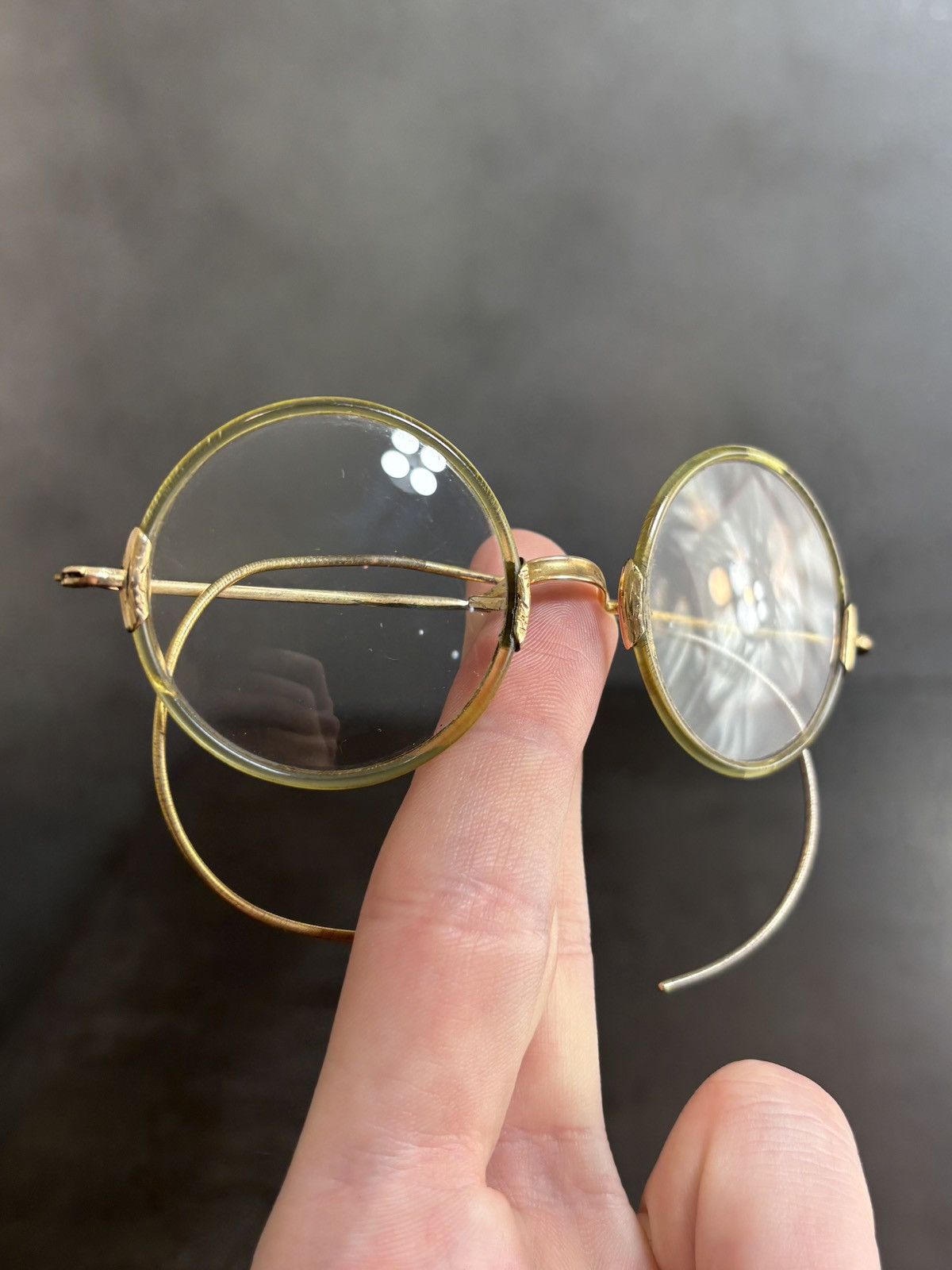 Shuron Antique Eyeglasses 1910s Shur-On Optical Gold F Round Frames Size ONE SIZE - 1 Thumbnail