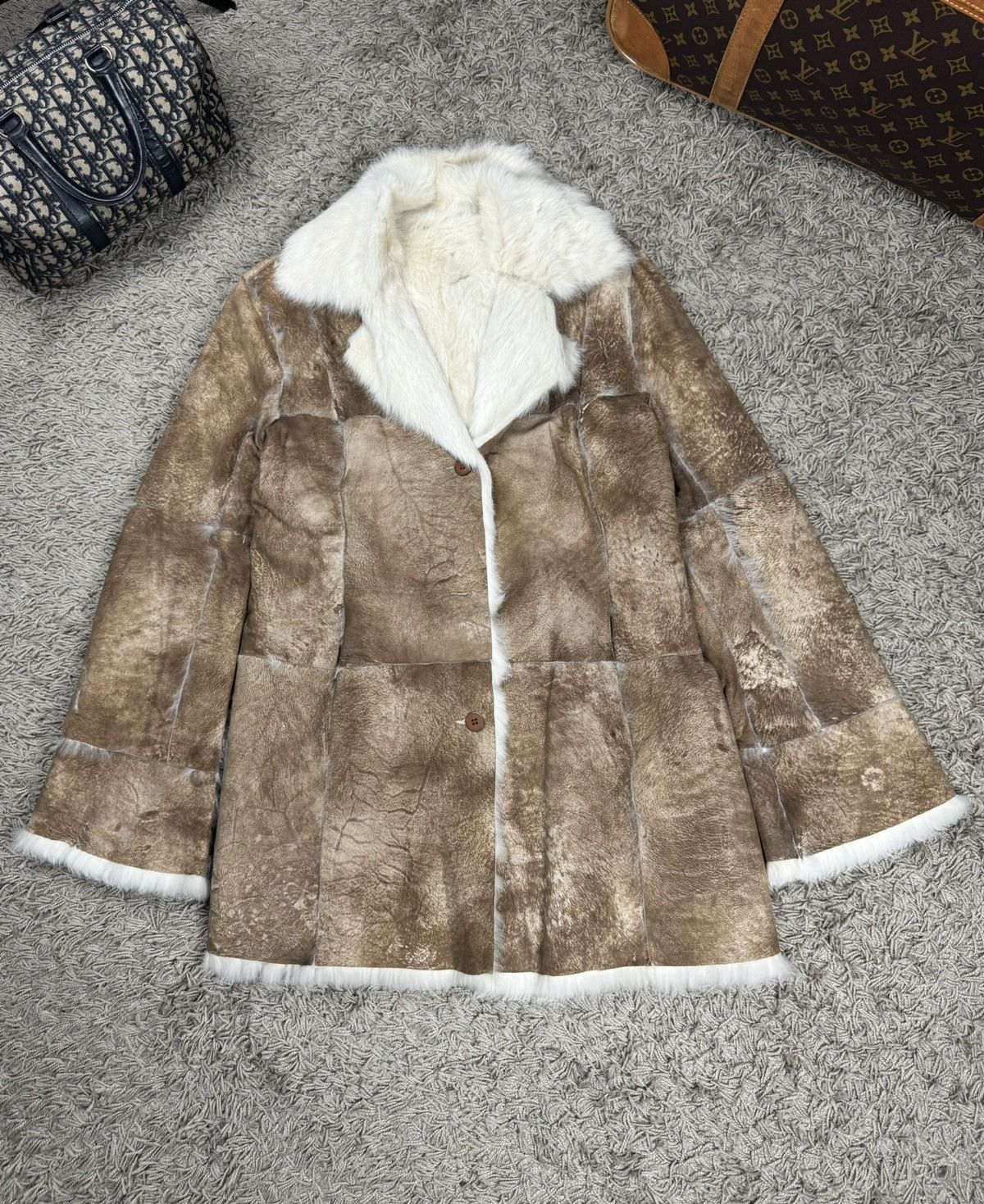 Sagafurs Rare reversible coat White rabbit natural fur original item Size S / US 4 / IT 40 - 2 Thumbnail