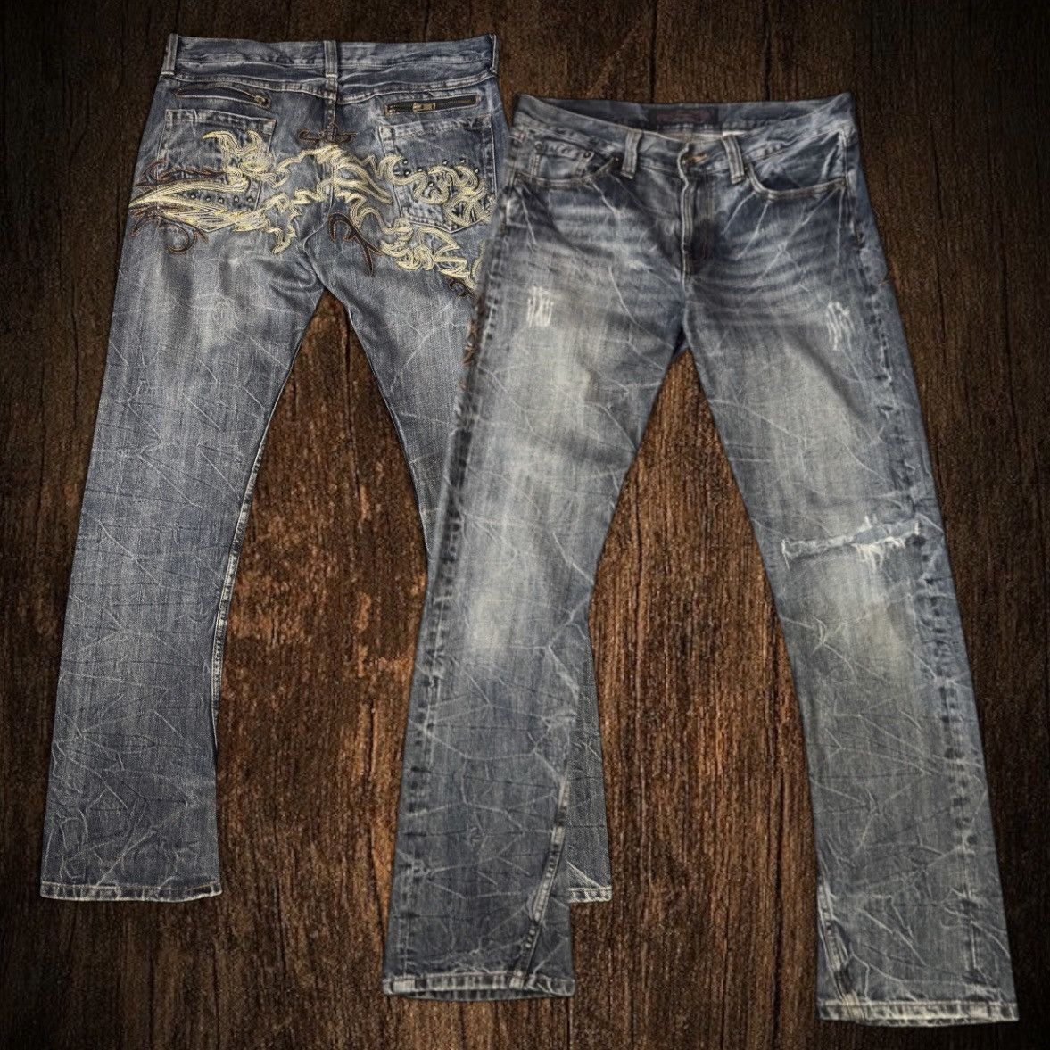 If Six Was Nine 90s Japanese Embroidered Tribal Oririn Seditionaries Denim Size US 33 - 1 Thumbnail