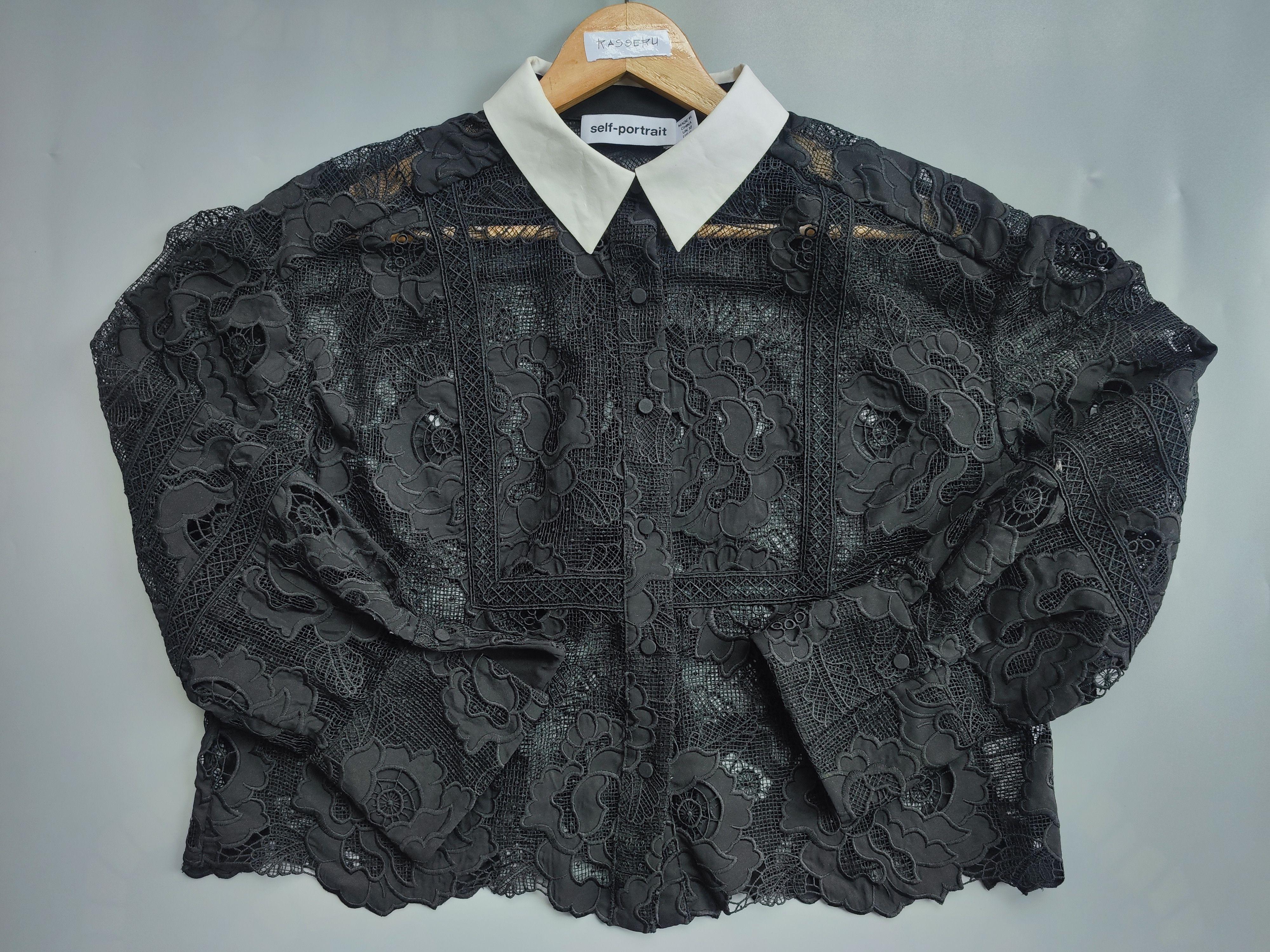 Self-Portrait Self-Portrait Black Lace Collared Top Size M / US 6-8 / IT 42-44 - 2 Thumbnail