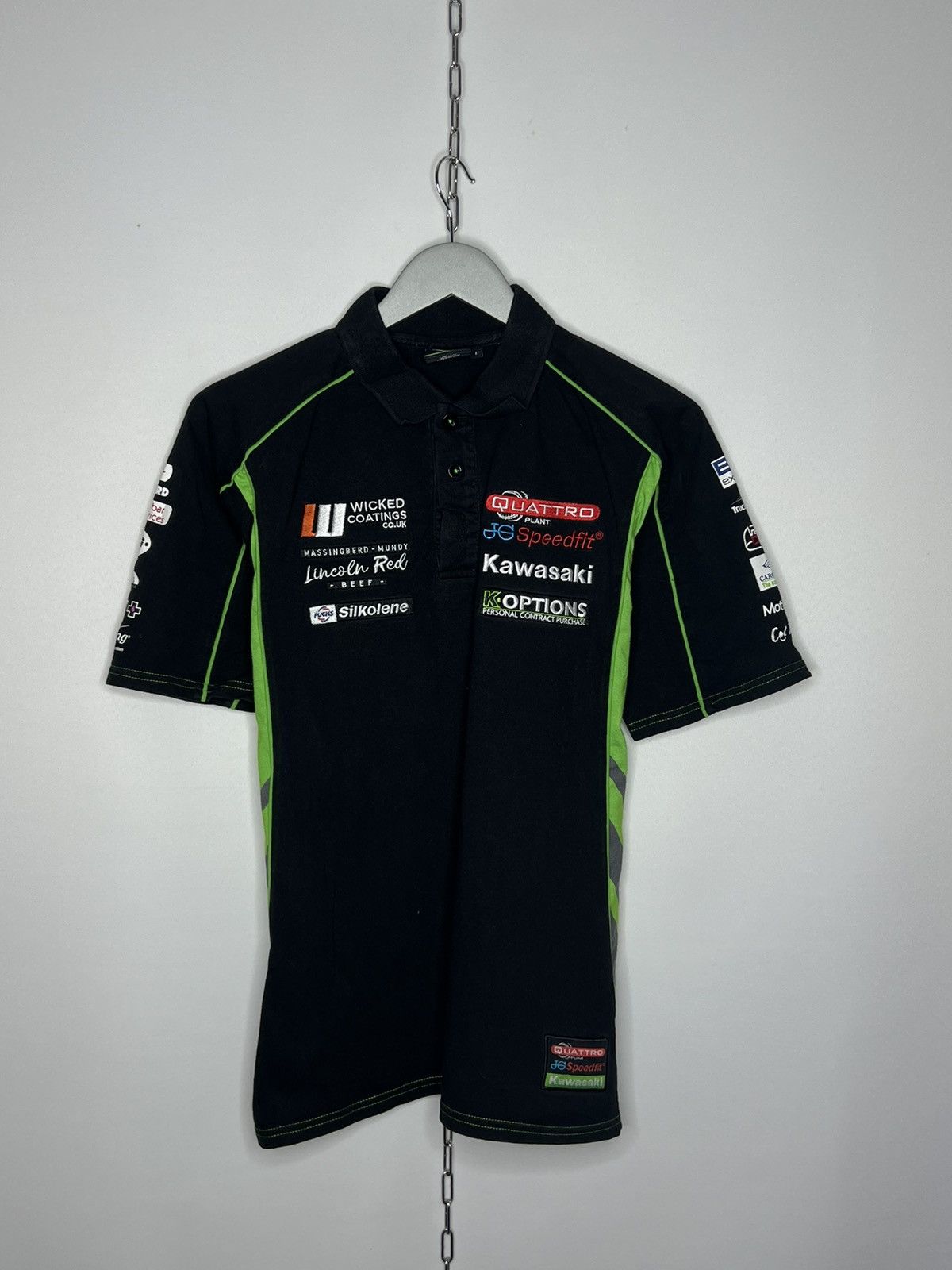 Formula 1 🏎️Vintage Kawasaki Quattro Racing Polo Shirt Tee Short Sleeve Size US L / EU 52-54 / 3 - 1 Thumbnail